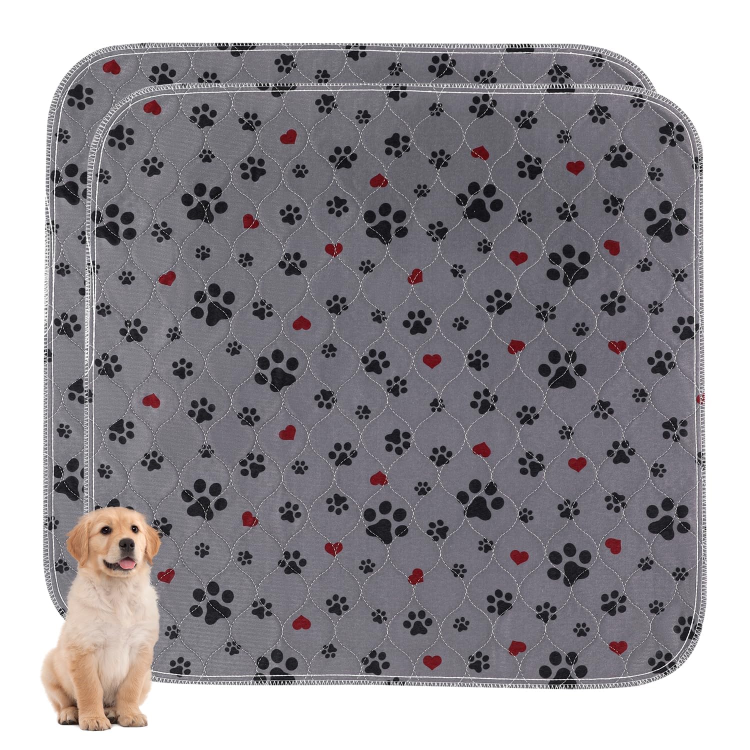 Washable Pee Pads For Dogs,2 Pack Extra Large 48''X48'' Super Absorbent Reusable Puppy Pads,Non-Slip 100% Waterproof Dog Pee Pad