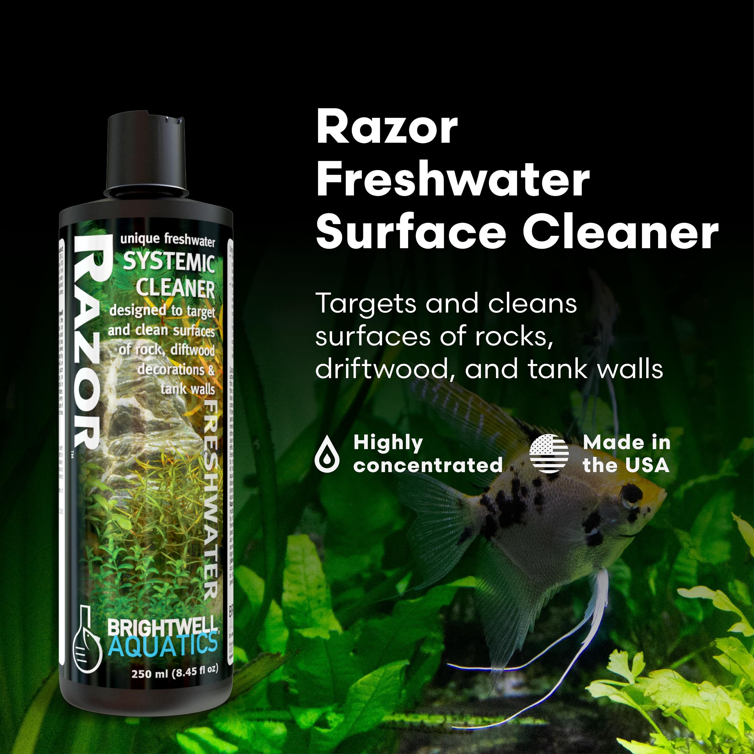 Brightwell Aquatics Razor Freshwater Systemic Aquarium Cleaner for Freshwater & Brackish Aquariums, 2L