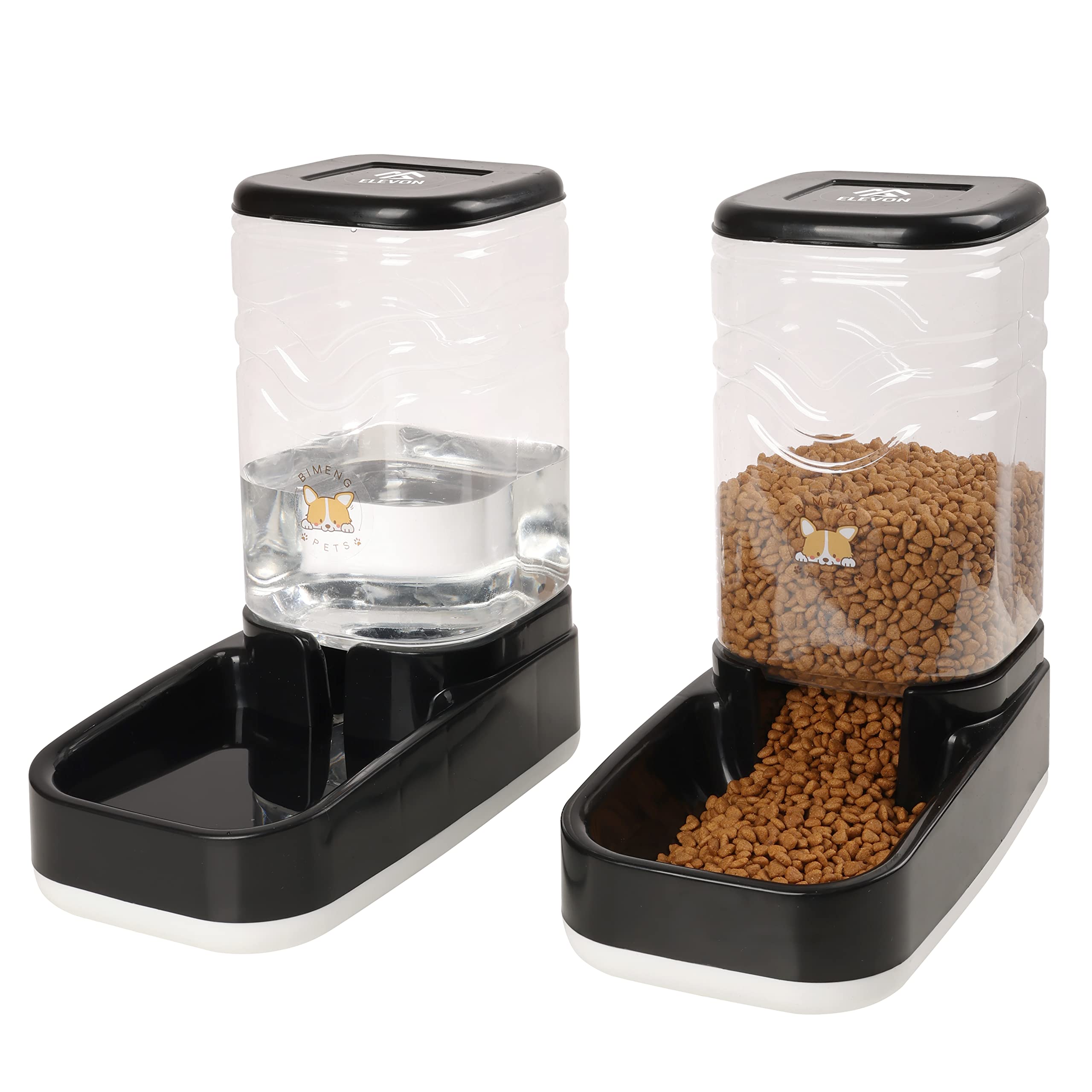 Elevon Automatic Cat Feeder, Gravity Food and Water Dispenser Bowl Set for Small Medium Dogs Animals, Pet Feeder Dispenser Stora