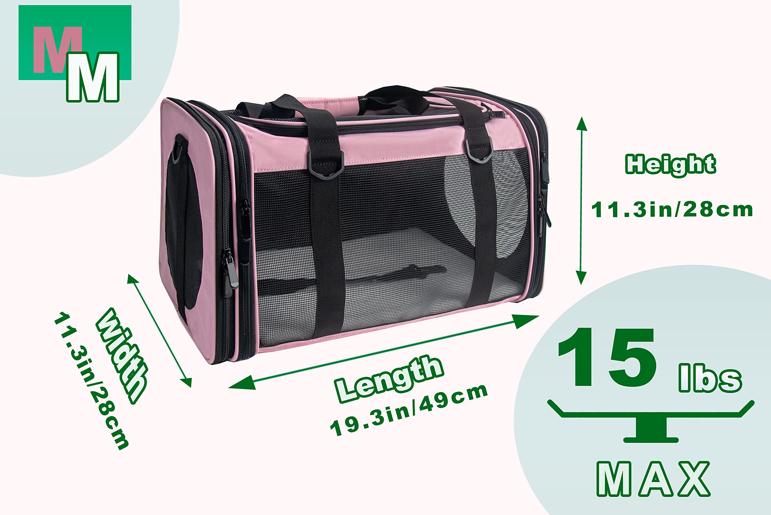 Nextfri Soft-Sided Pet Carrier For Cats Small Dogs Of 15 Lbs Medium Pink