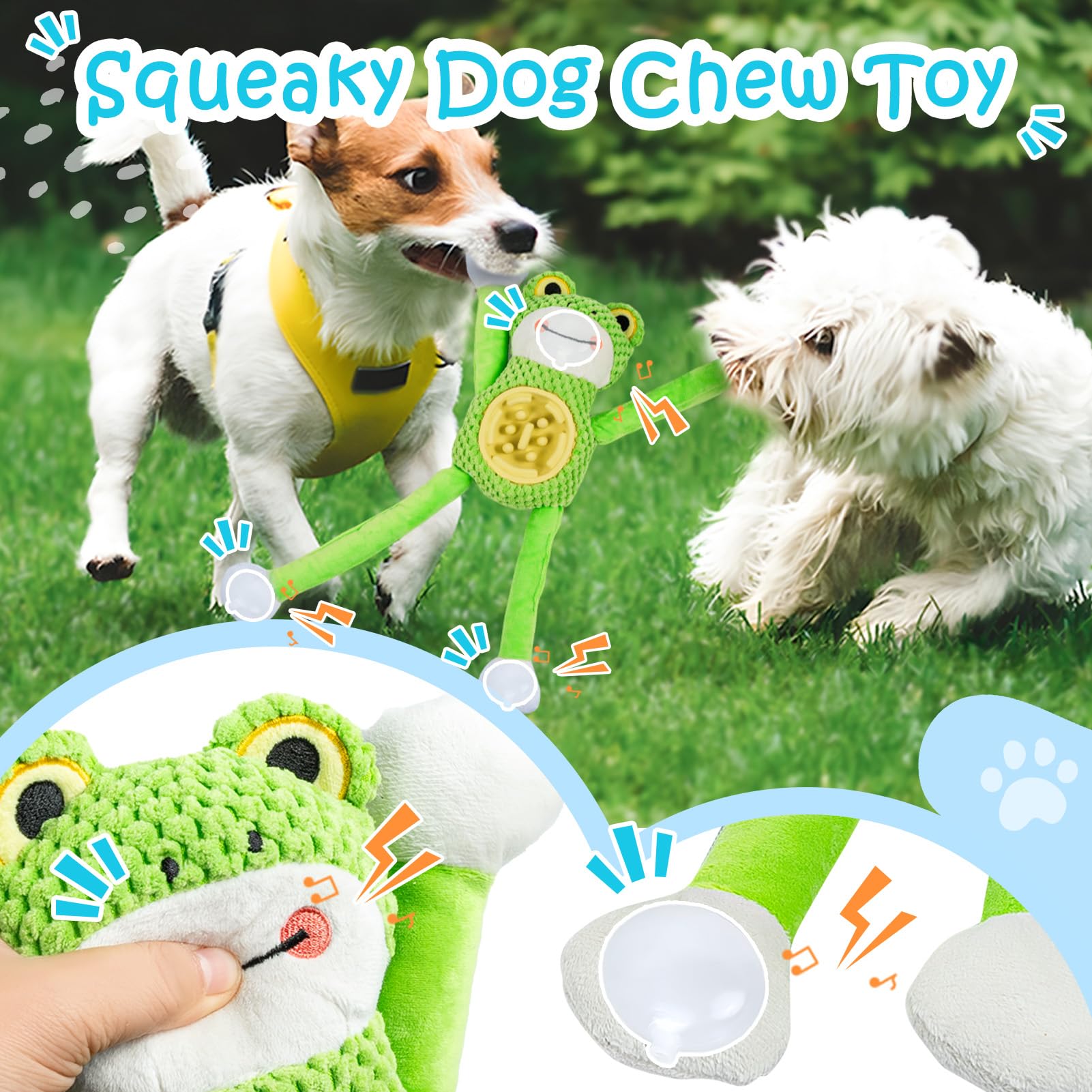 Squeaky Dog Toys - Interactive Plush Chew Toy With Slow Feeder & Tug Of War Game, Mental Stimulation Puppy Toys For Small, Mediu