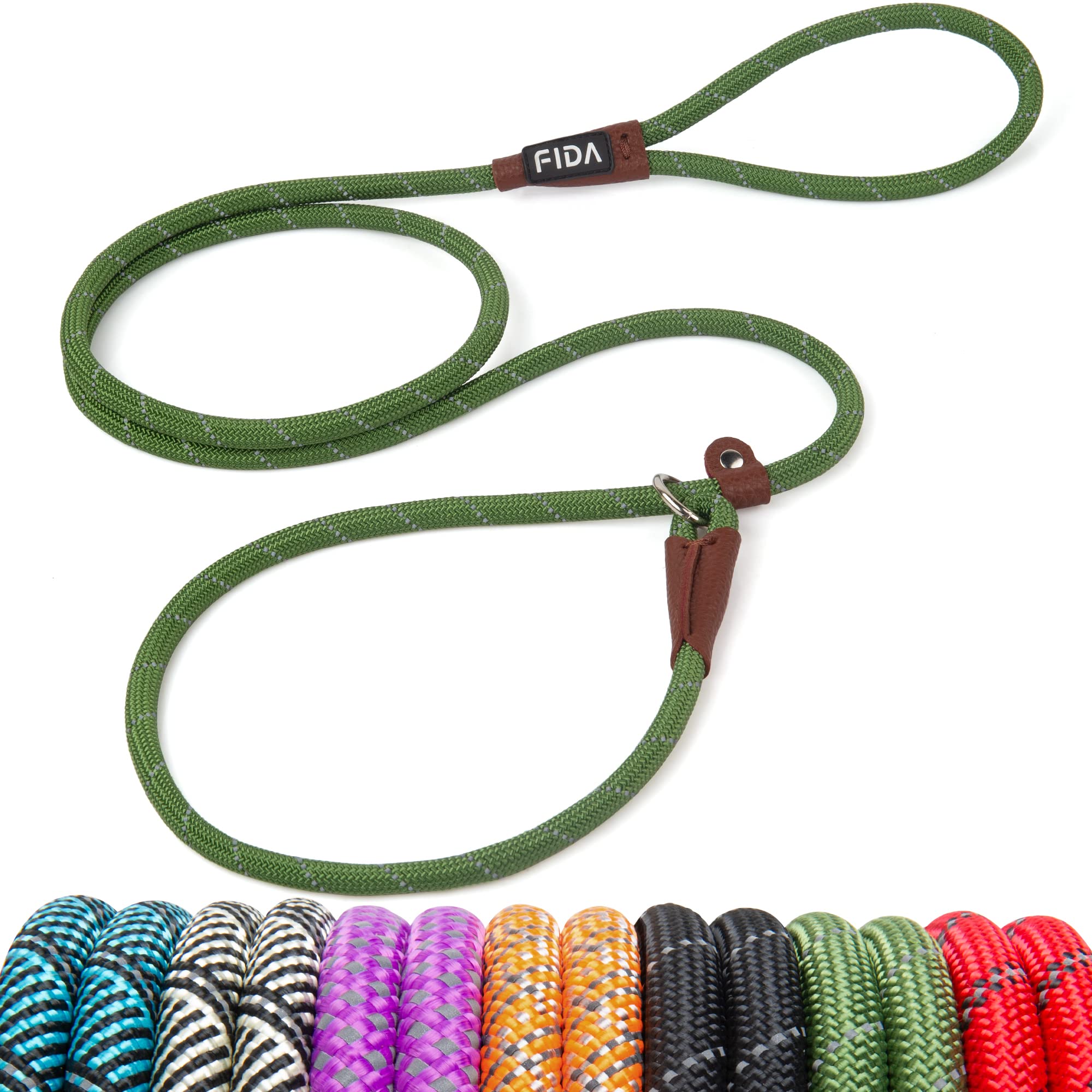 Fida Durable Slip Lead Dog Leash, 6 Ft X 3/8'' Heavy Duty Dog Loop Leash, Comfortable Strong Rope Slip Leash For Small Dogs And 