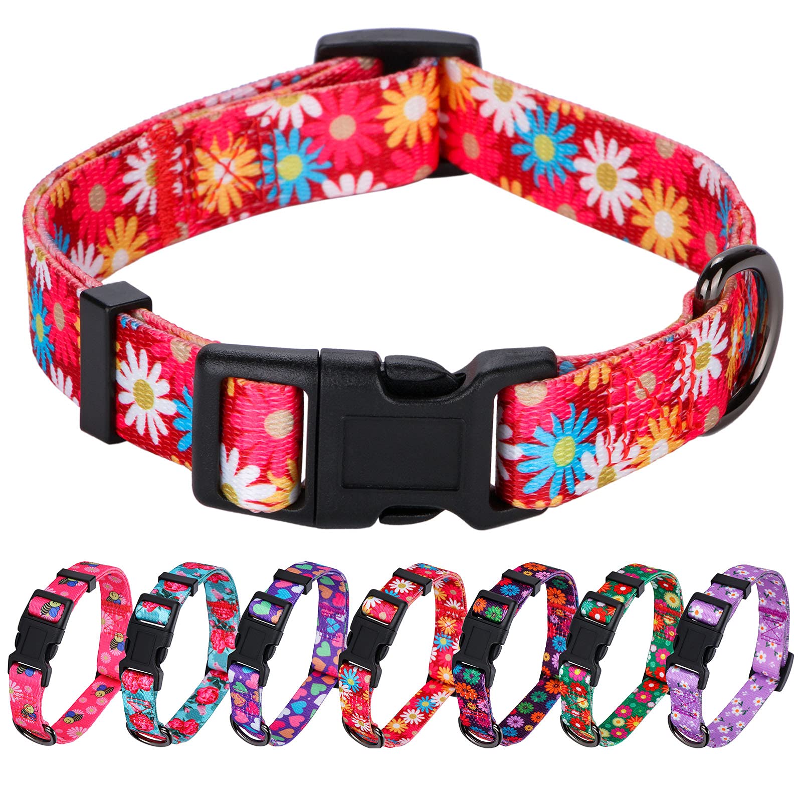 Rhea Rose Girl Dog Collars Cute Pink Daisy Collar, Spring And Summer Flower For Medium Dogs