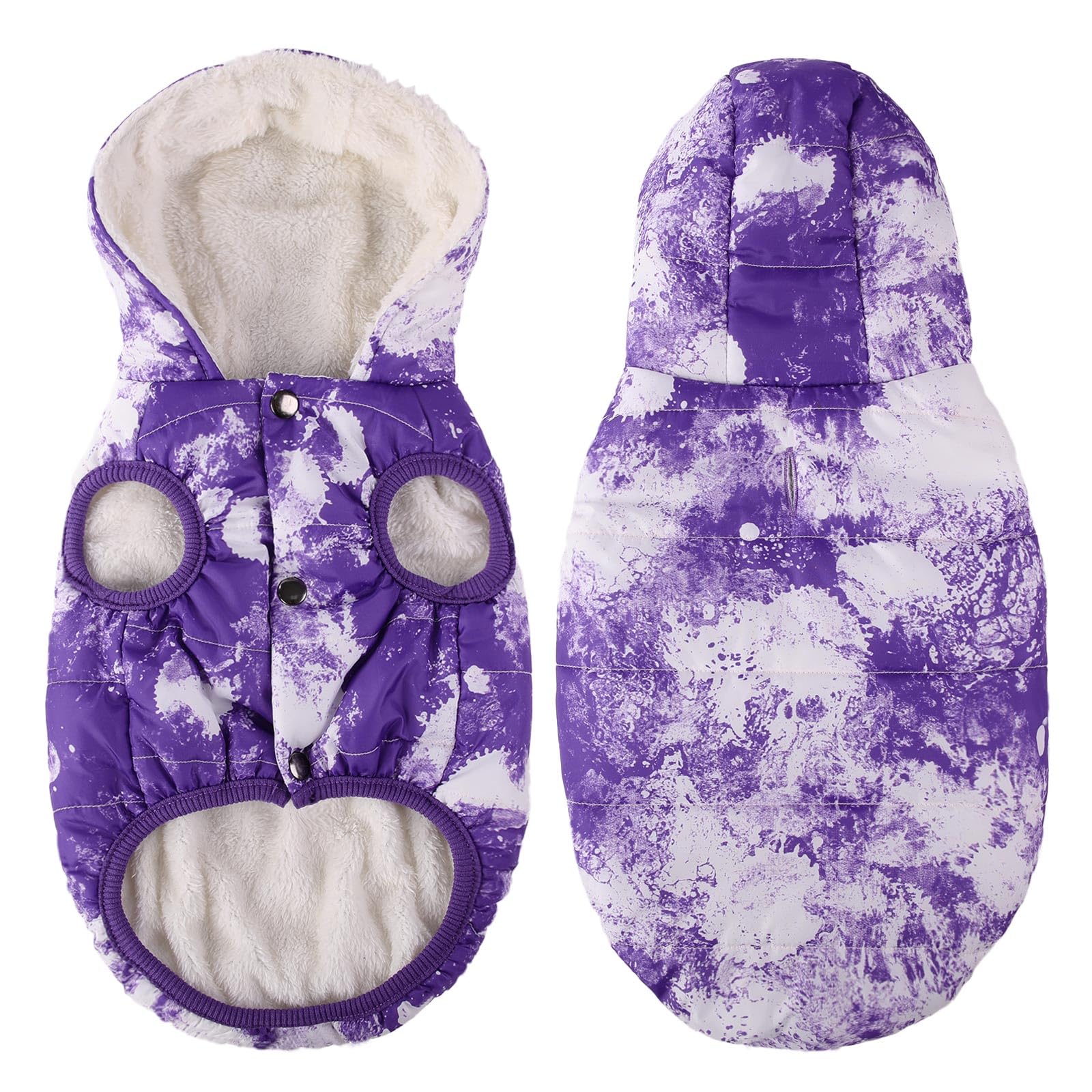 Sawmong Dog Fleece Hoodie, Windproof Waterproof Dog Coat Fleece & Cotton Lined Warm Dog Jacket, Cold Weather Pet Apparel Clothes