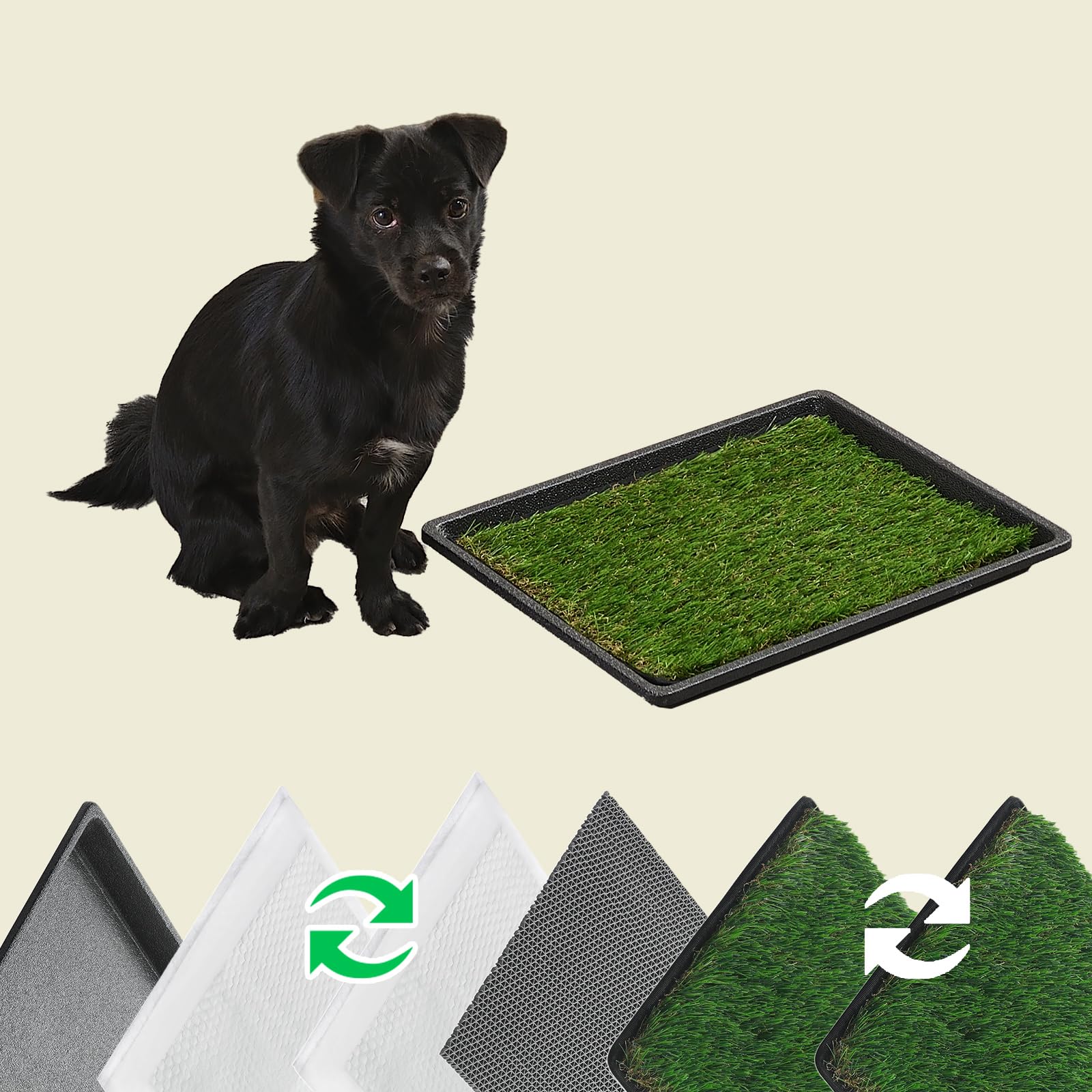 Meexpaws Dog Grass Pee Pads For Dogs With Tray, Small Size 18 By 14 In, 2 Dog Artificial Grass Pads, Indoor Dog Litter Box