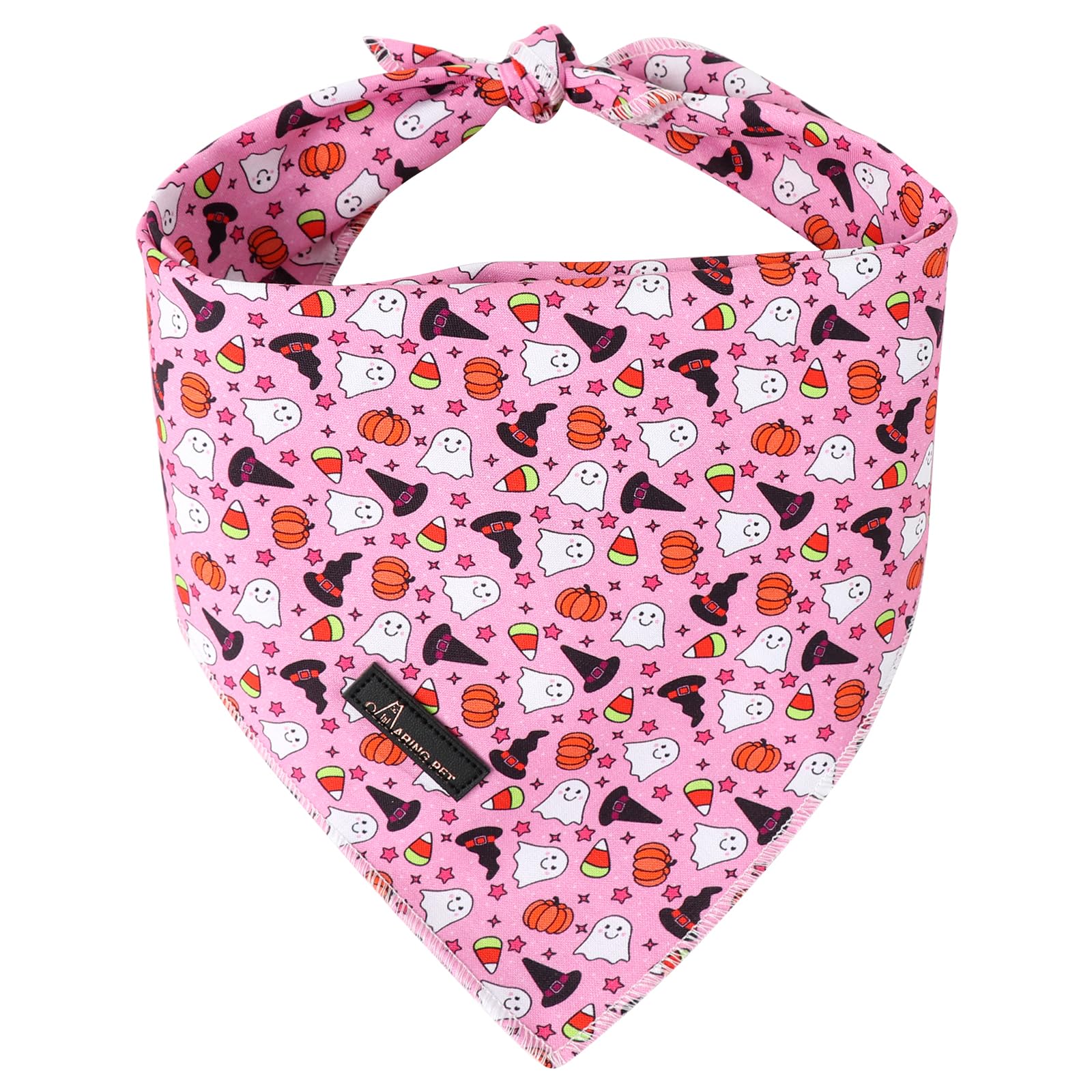 Aring Pet Halloween Bandana - Cotton Pink Pumpkin Dog & Cat Triangle Bibs For Boy & Girl Pets