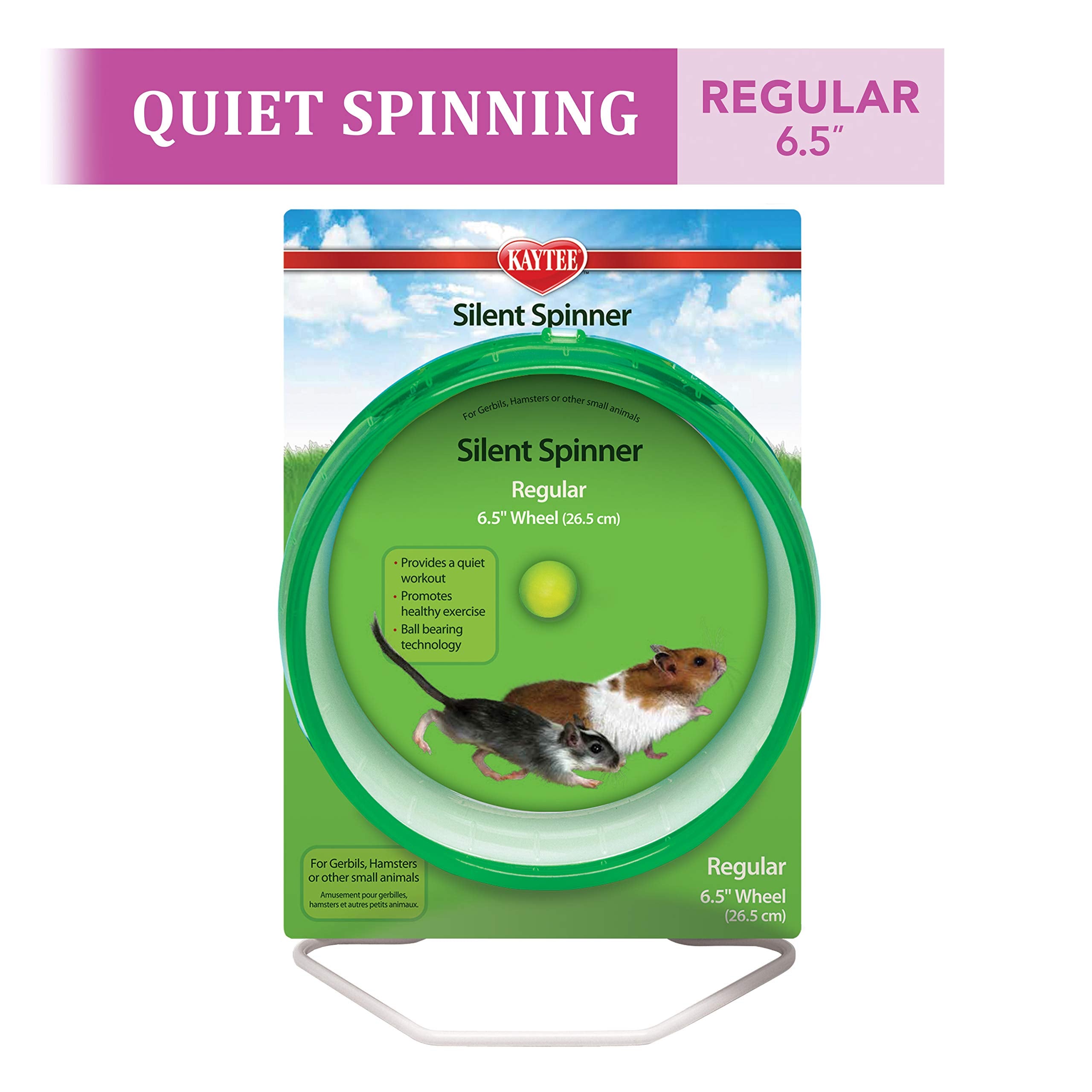 Kaytee Silent Spinner Wheel For Pet Hamsters And Gerbils, Regular 6.5 Inch