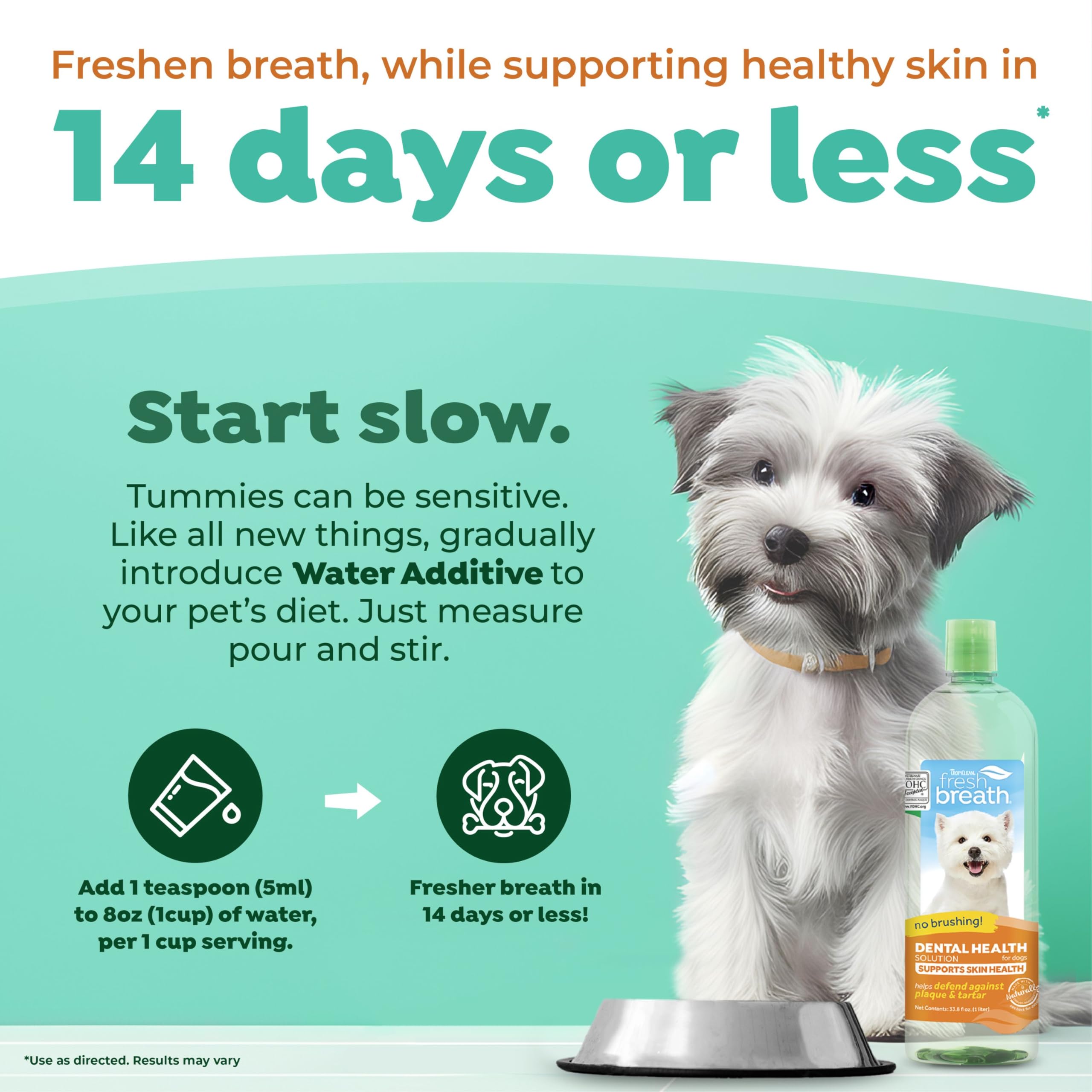 TropiClean Fresh Breath with Omega 3 & 6 for Skin Health Water Additive for Dogs | Breath Freshener and Teeth Cleaning Solution