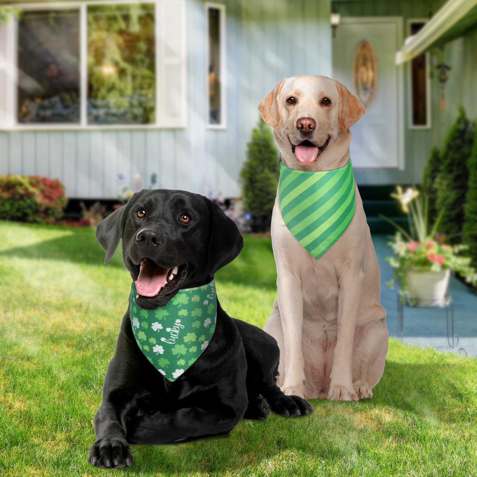 Ququle Valentines Dog Bandana St Patricks Day And Easter Dog Bandana Large 3Pcs, Colorful Scarf For Boy And Girl, Triangle Rever