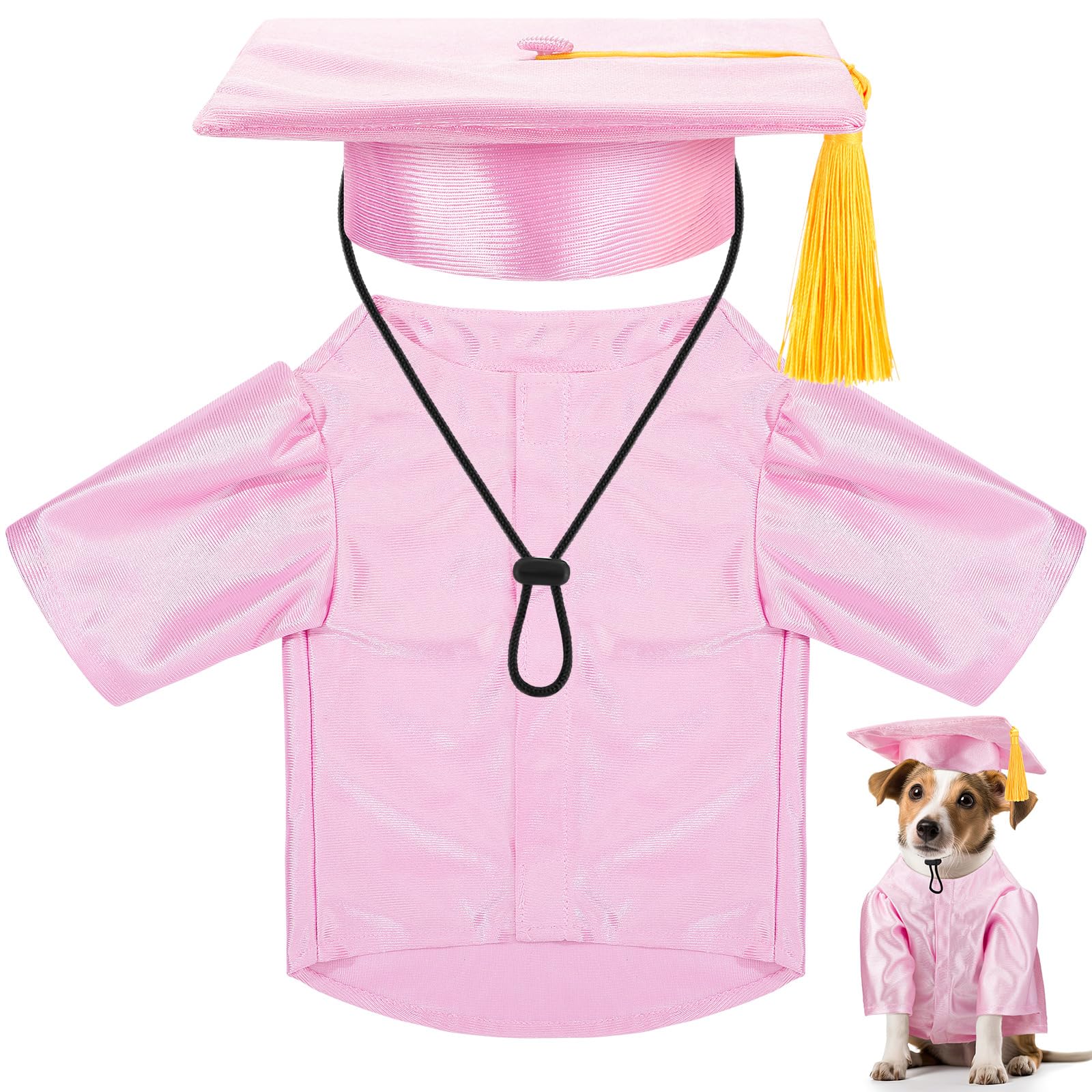 Bunnycool Dog Graduation Cap And Gown 2025 Washable Pet Graduation Costume For Dog Cat Shirt And Hat(Pink)
