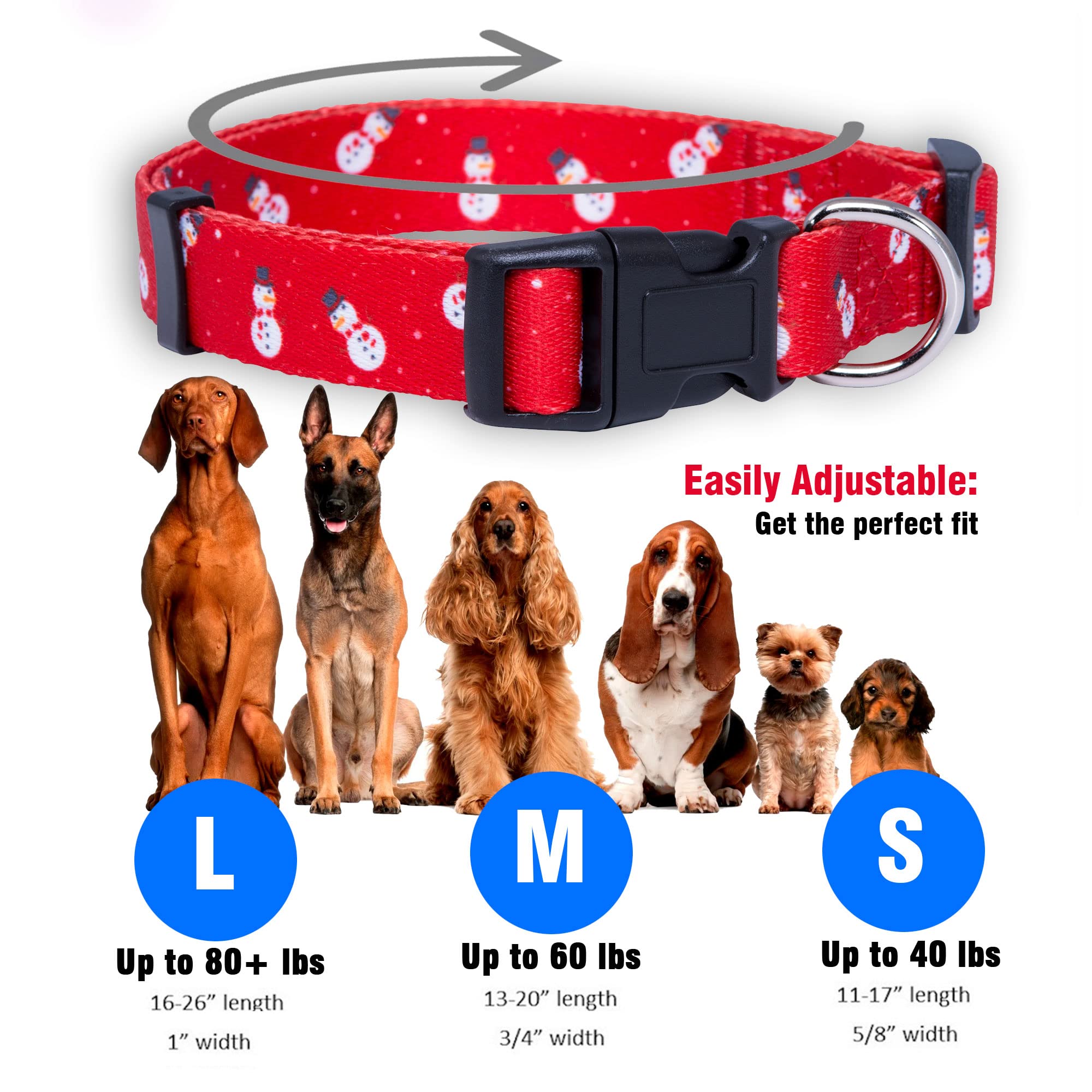 Native Pup Christmas Dog Collar- Winter Holiday Collars For Pets- Xmas Gift For Puppy- Santa, Reindeer, Snowman, Candy Cane, Red