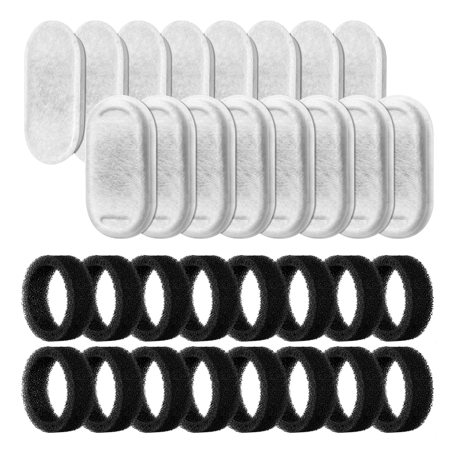 Soofpet Cat Water Fountain Filter, 32 Pieces (16 Carbon Filters + 16 Sponge Filters), Replacement Filters For 108Oz/3.2L Stainle