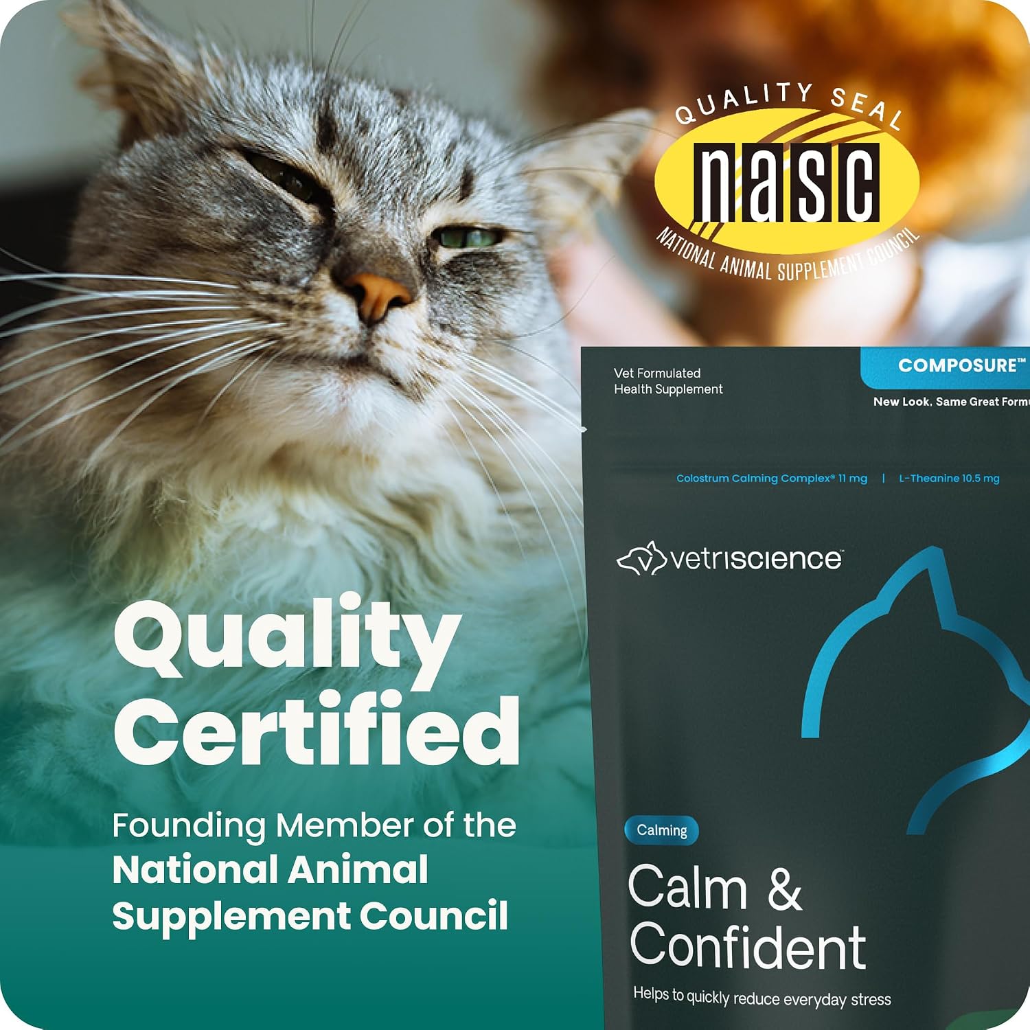 VetriScience Composure, Calming Formula for Cats, 30 Bite-Sized Chews