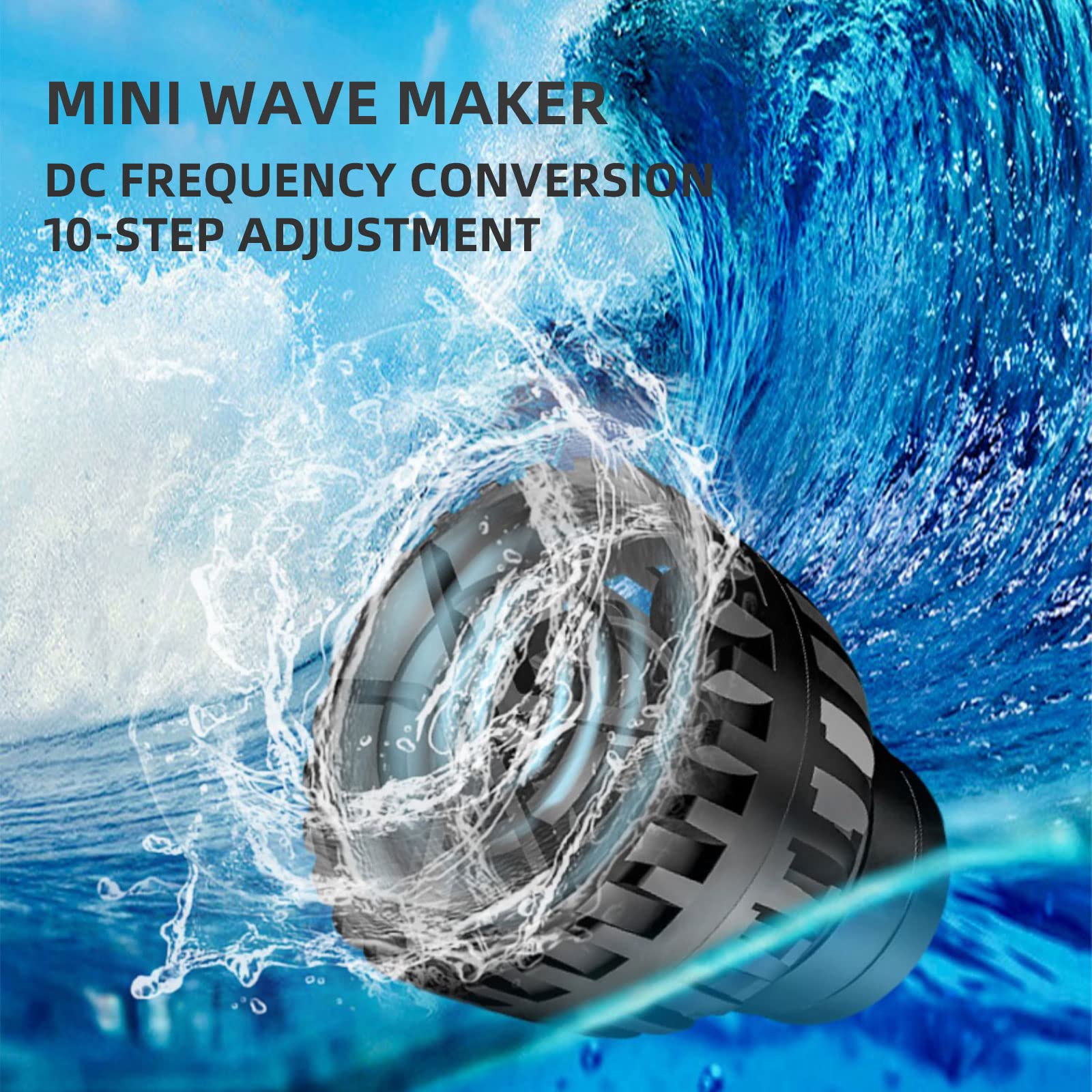 ZKSJ Mini Aquarium Wavemaker 790GPH Water Circulation Pump, 9W DC 12V, Black, for Saltwater Tanks up to 18 inches, Model MINI SLIM