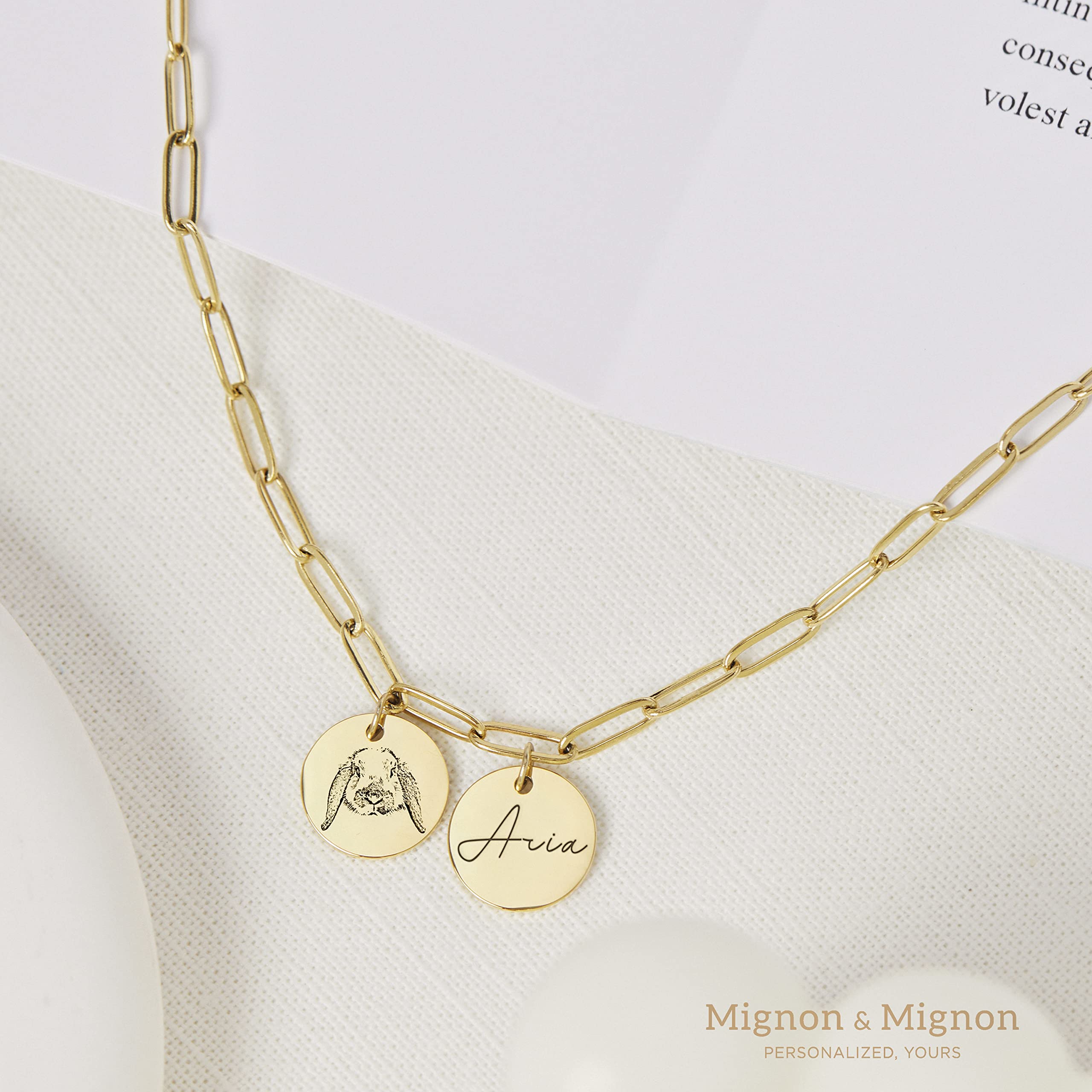 Mignonandmignon Pet Memorial Gifts Dog Portrait Necklace For Women Personalized Summer Jewelry For Cat Paper Clip Chain Unique -