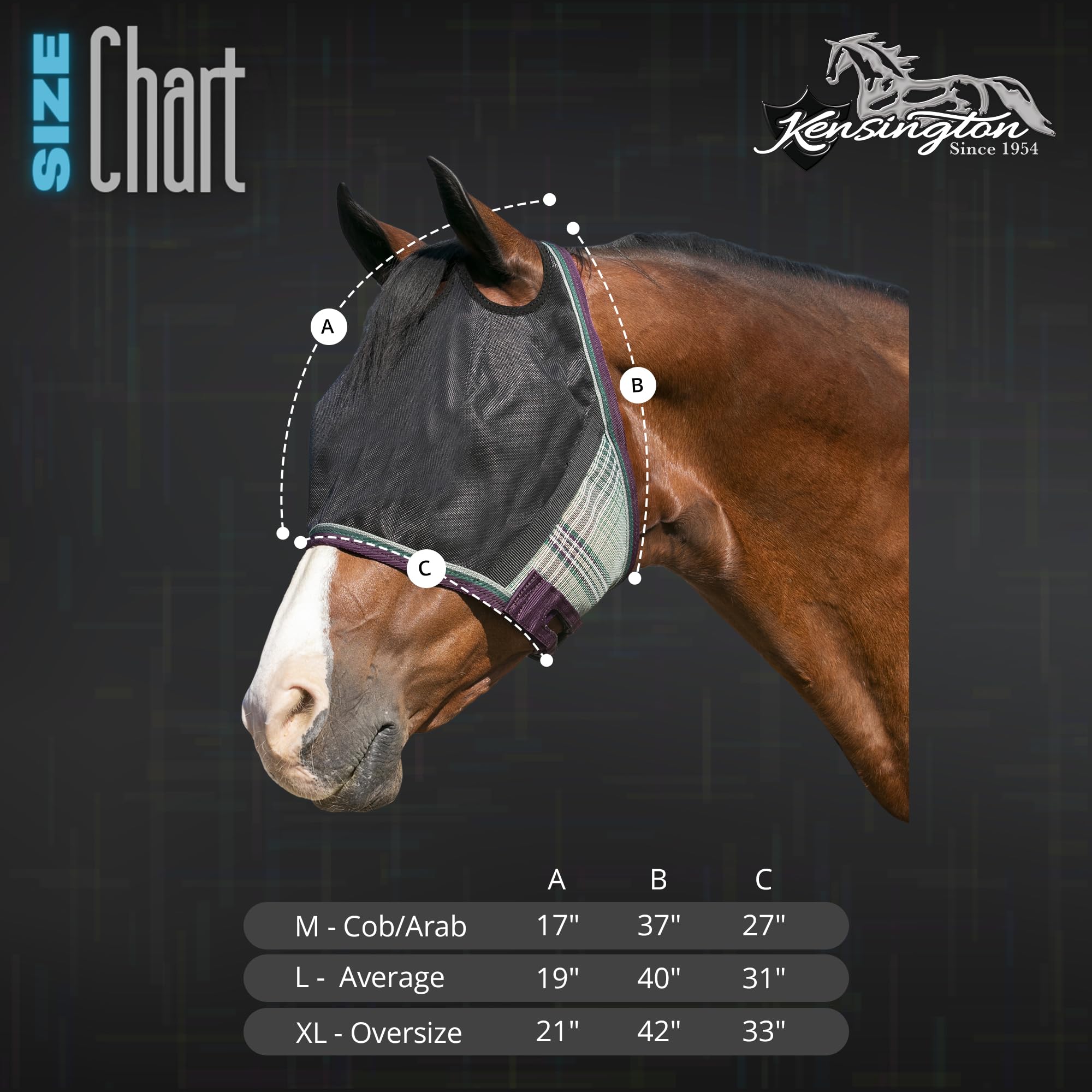 Kensington 90% UV Fly Mask CatchMask UViator - Without Ears & Forelock Freedom Web Trim Size: Medium Color: 121 Deluxe Black