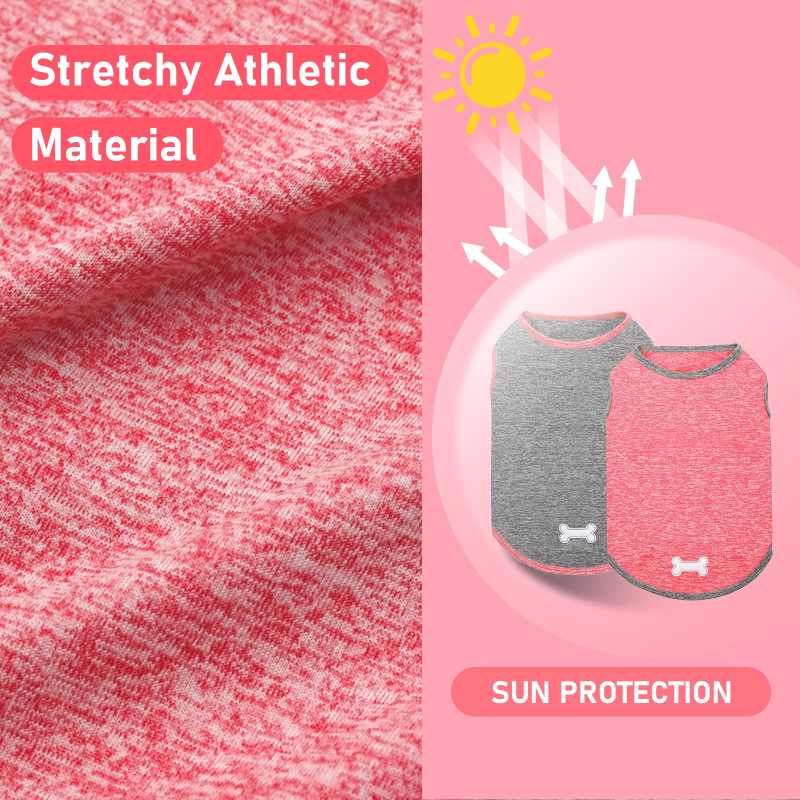 Kyeese 2 Pack Dog Shirts For Large Dogs Quick Dry Soft Stretchy Dog T-Shirts With Reflective Label Tank Top Sleeveless Vest Sun