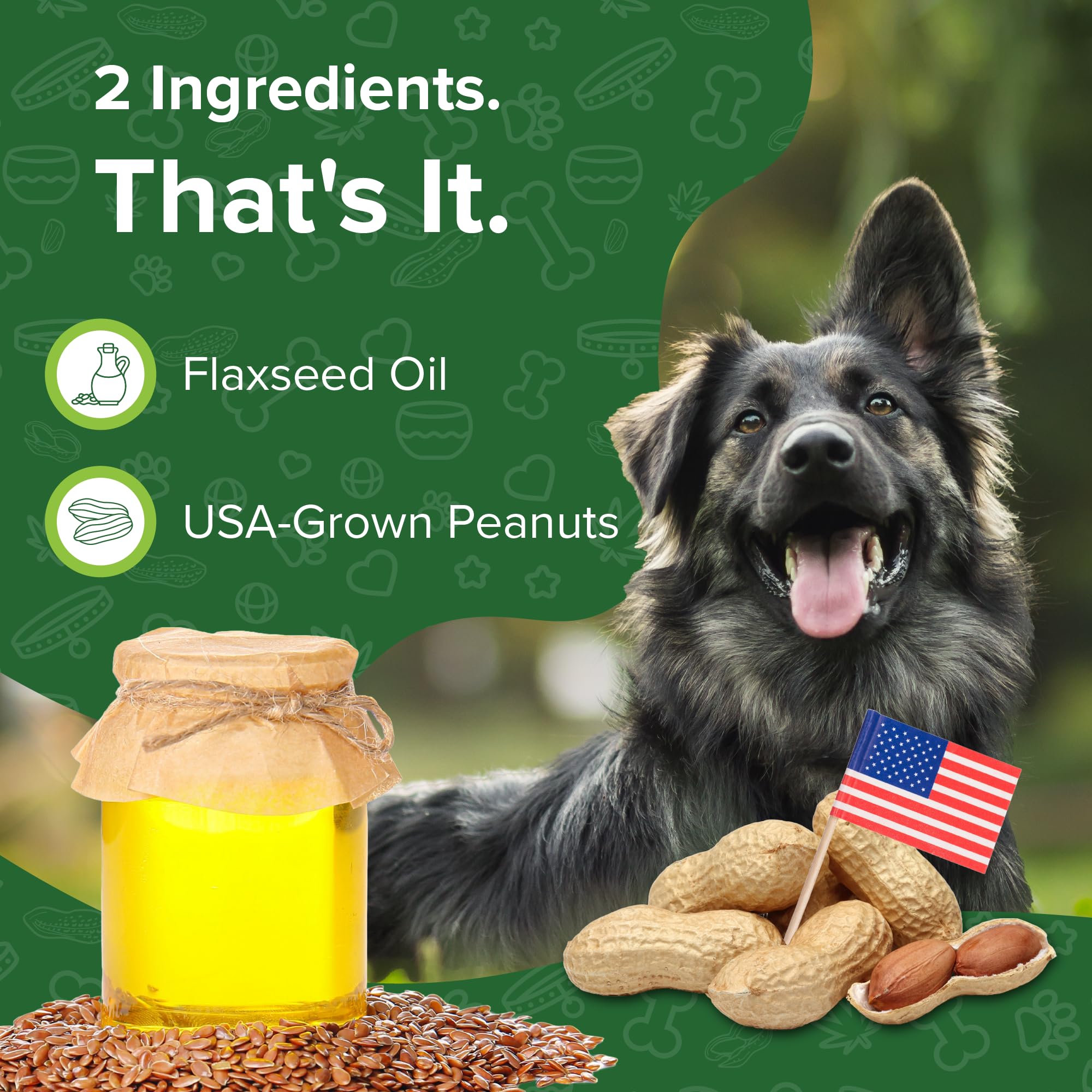 Green Coast Pet Natural Peanut Butter for Dogs Safe - 100% Healthy Dog Treats - No Sugar, Xylitol Free, Digestive Support - Pupp