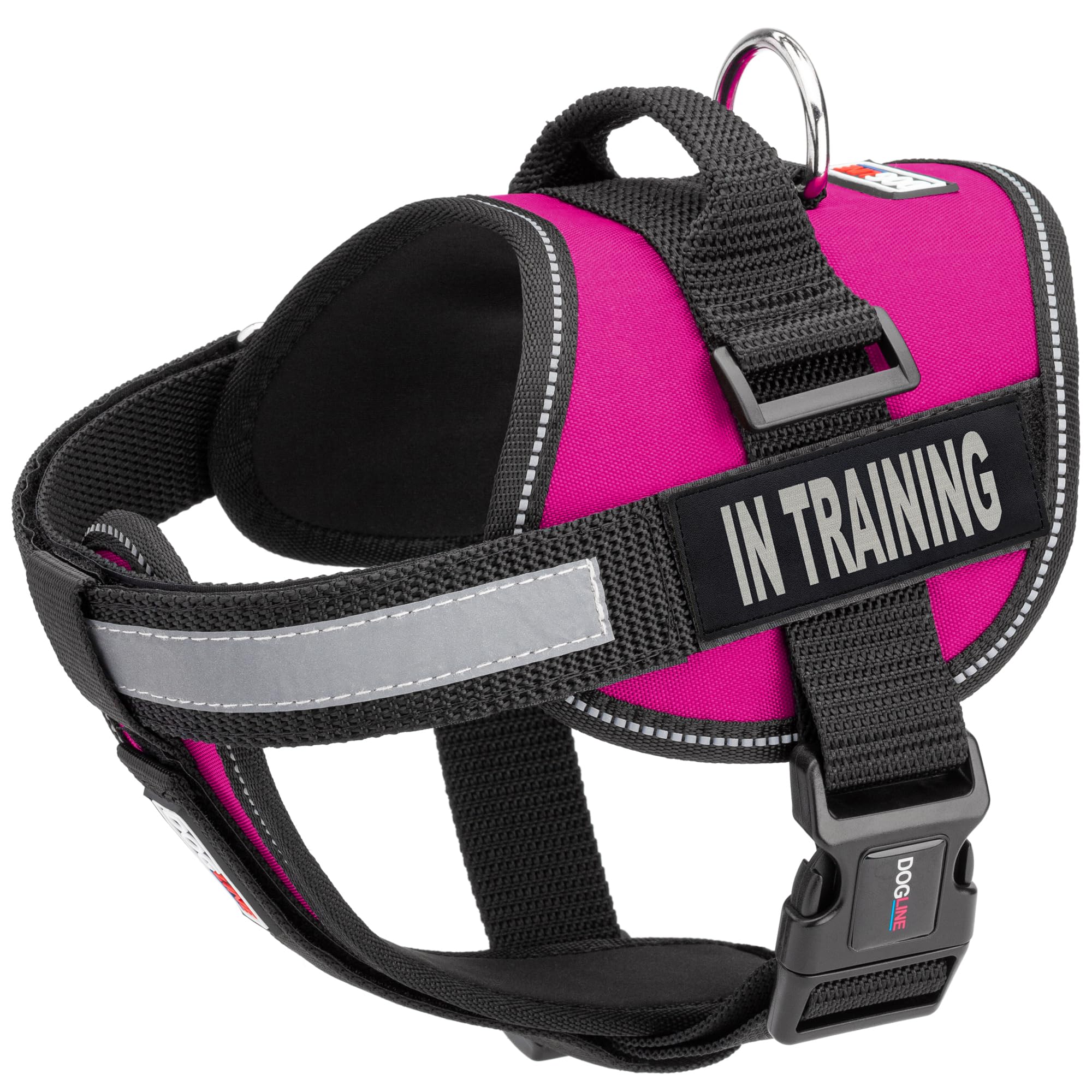 Dogline Vest Harness For Dogs And 2 Removable In Training Patches, Medium/22 To 30', Pink