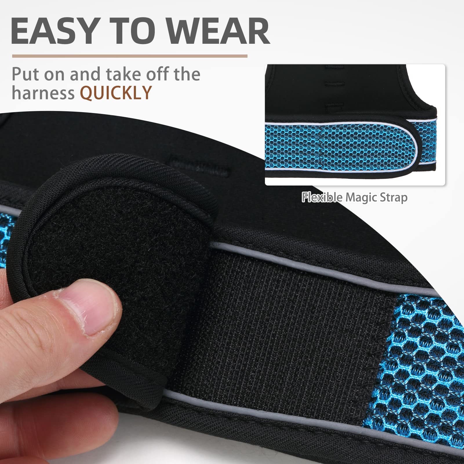 Pupteck Soft Mesh Cat Vest Harness And Leash Set Puppy Padded Pet Harnesses Escape Proof For Cats Small Dogs (X-Large, Lake Blue)