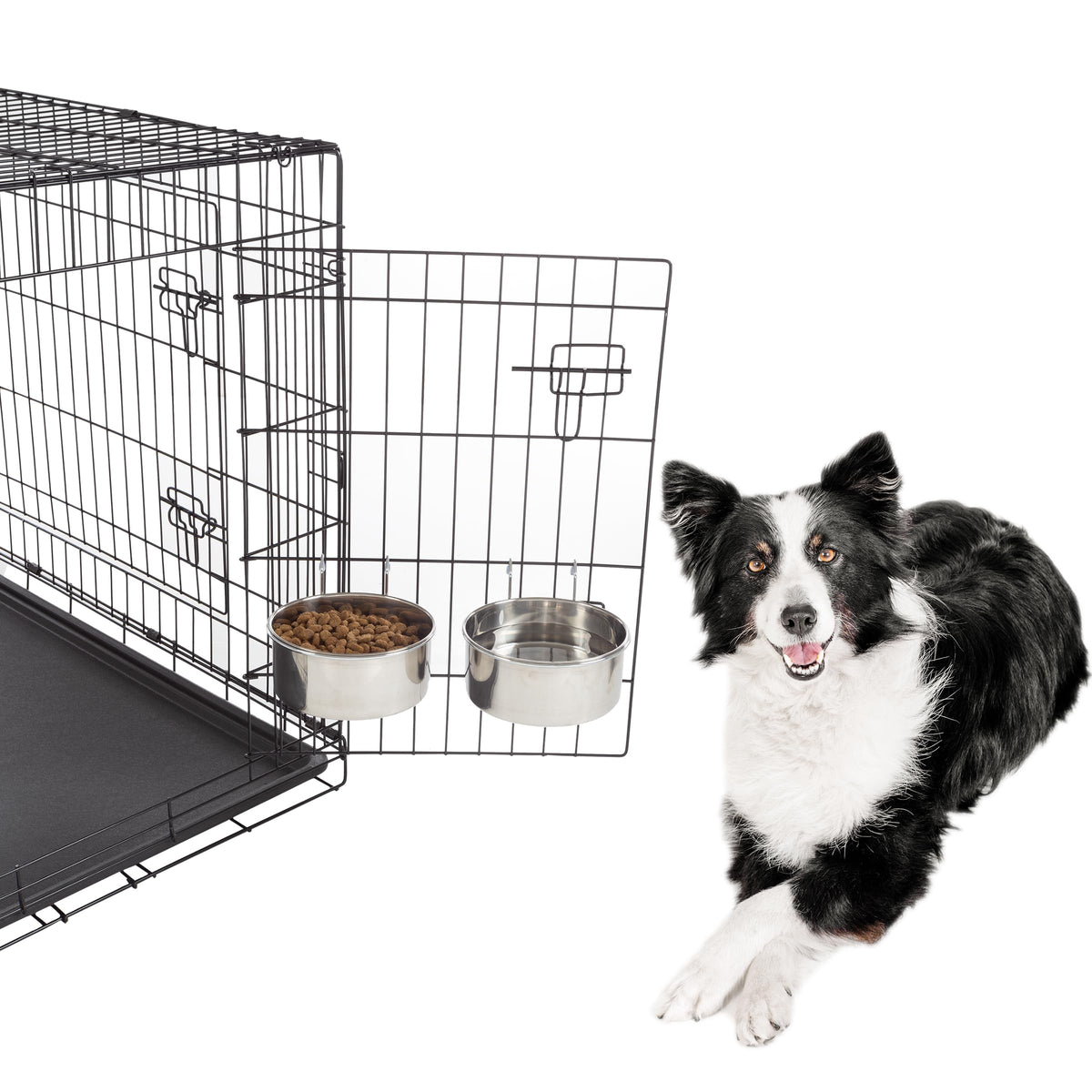 Set Of 2 Stainless-Steel Dog Bowls - Cage, Kennel, And Crate Hanging Pet Bowls For Food And Water - 50.4Oz Each And Dishwasher S