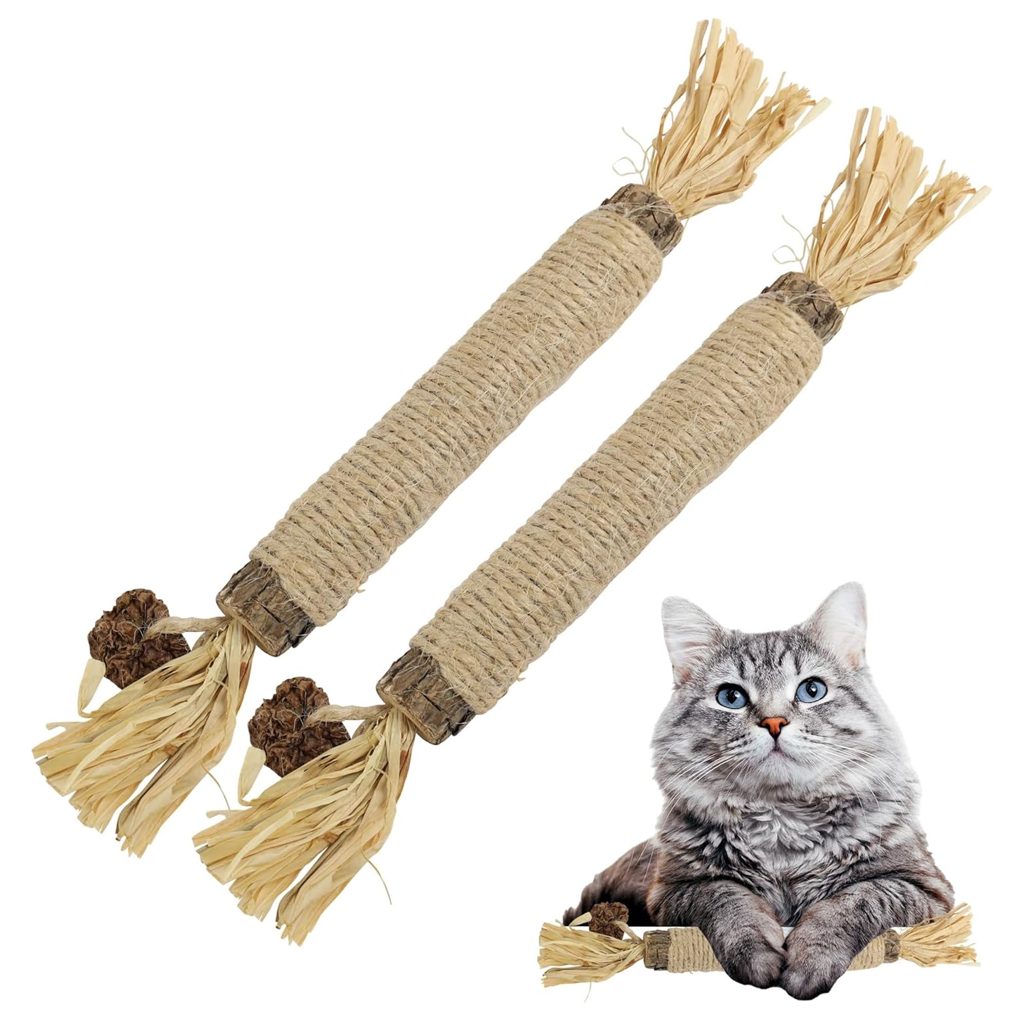 Catnip Silvervine Sticks for Cats | Silver Vine Chew Toy or Cat Chew Stick | Kitten Teething Toys | Cat Dental Chew with Cat Raf