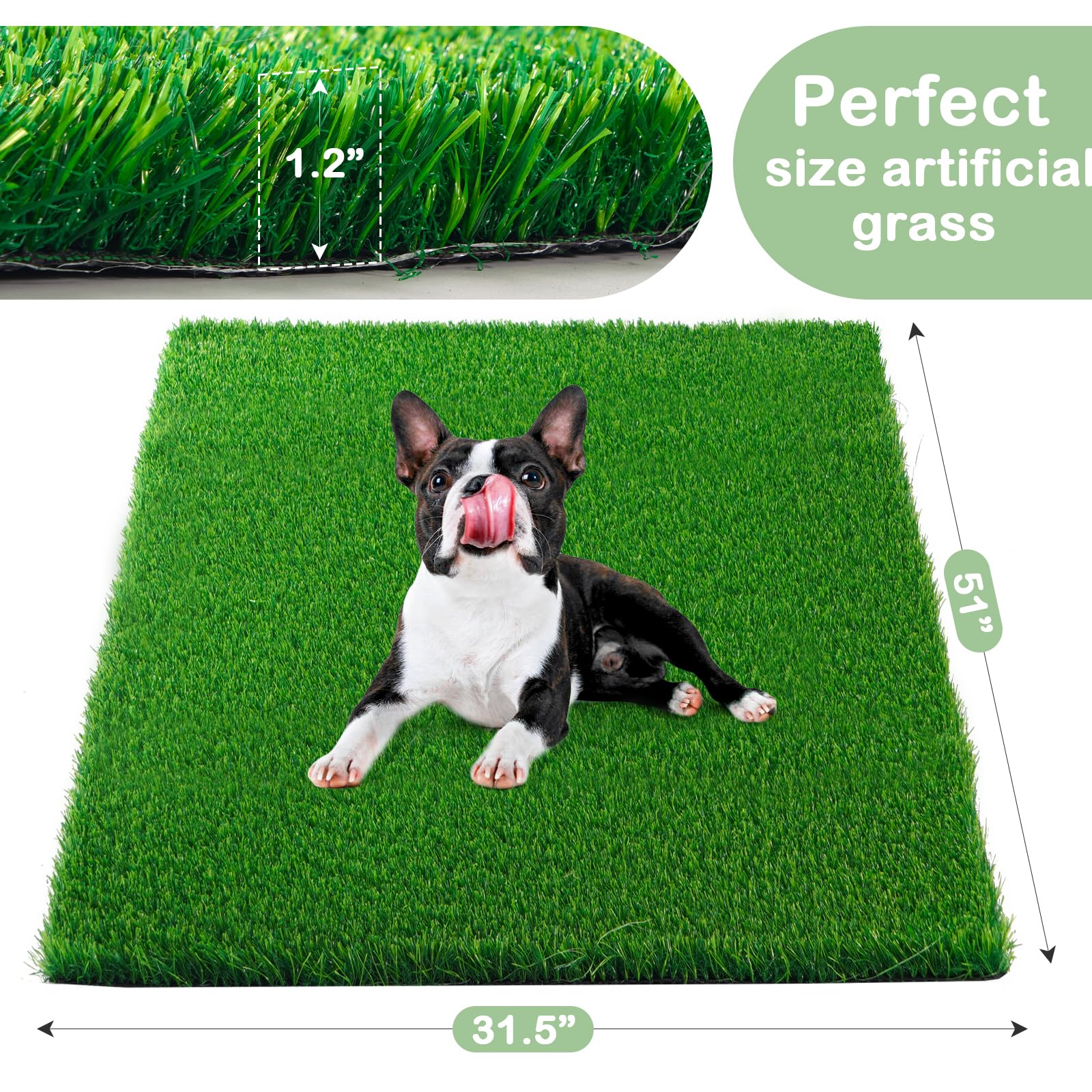 Justyezi 51'' X 31.5'' Dog Grass Pee Pad, Artificial Turf Pet Grass Mat For Dog Potty - Ideal For Puppy Potty Training, Washable