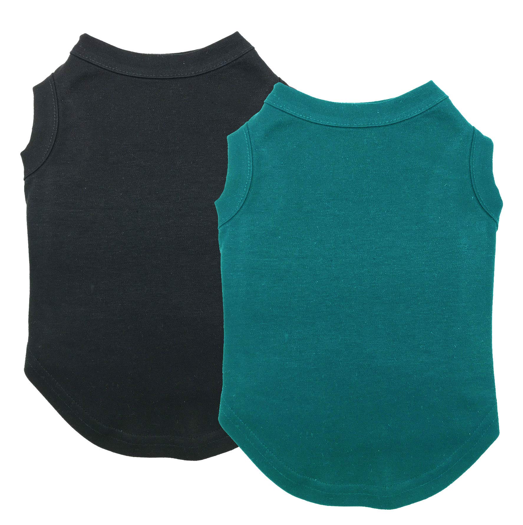 Chol&Vivi Dog Shirts Clothes, 2Pcs Plain Dog T Shirt Vest, Cotton, Black And Dark Green, Xxxl (32' Chest), Unisex