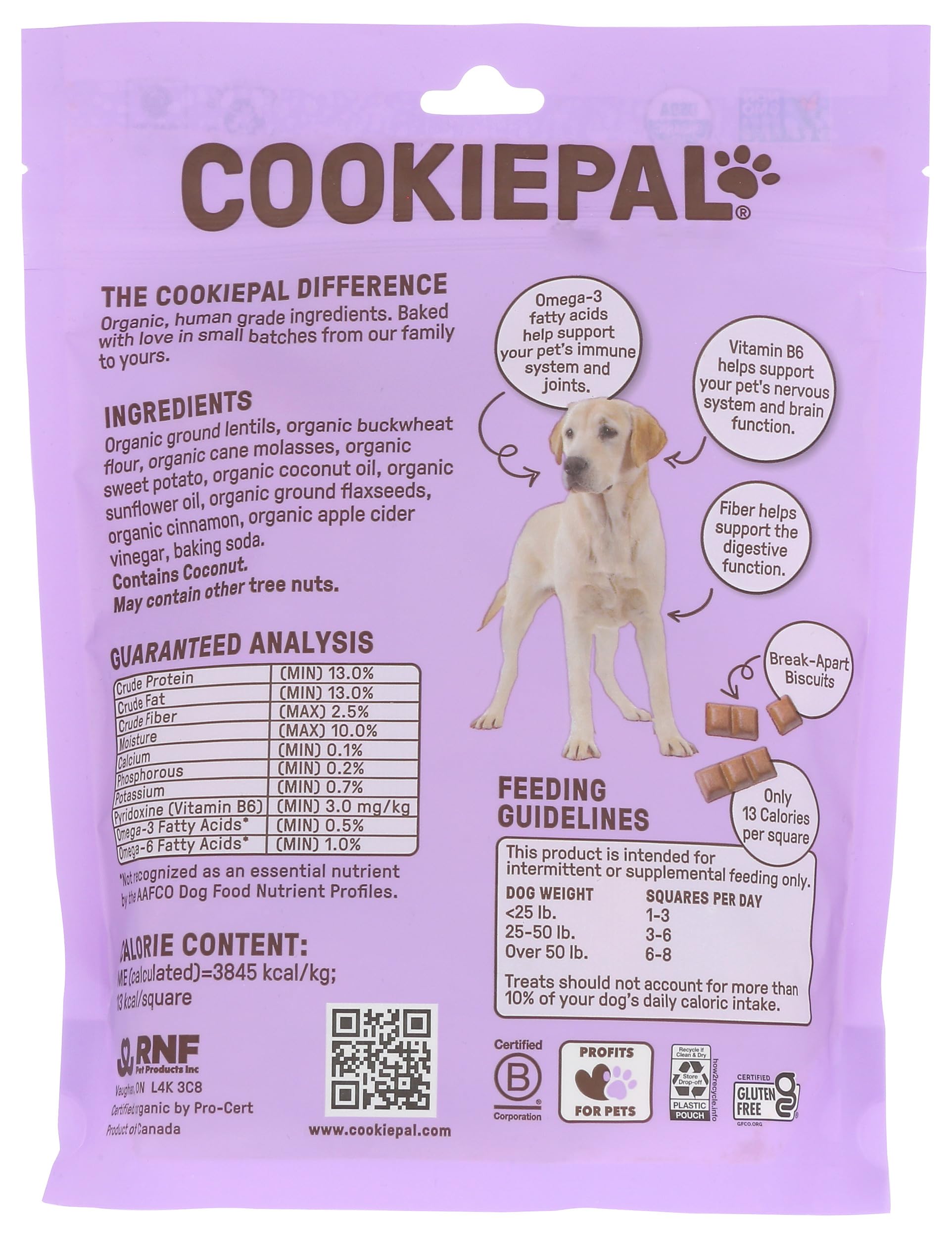 CookiePal Organic Sweet Potato Flaxseed Dog Treats, 10 OZ