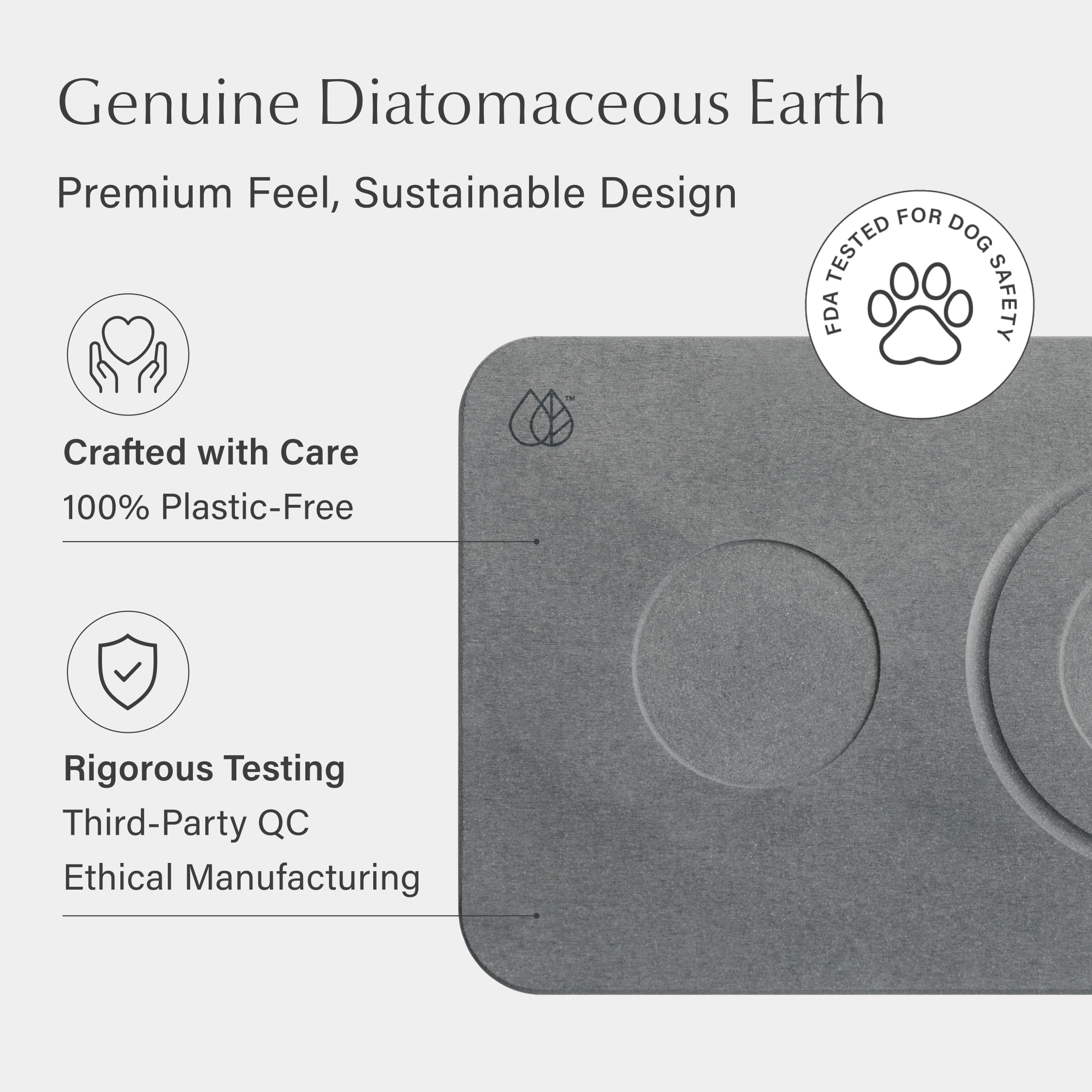 Dorai Home Stone Drying Mat For Dog Bowls - Absorbent Quick-Drying Pet Feeding Mat With Diatomaceous Earth, Non-Slip Base, And W