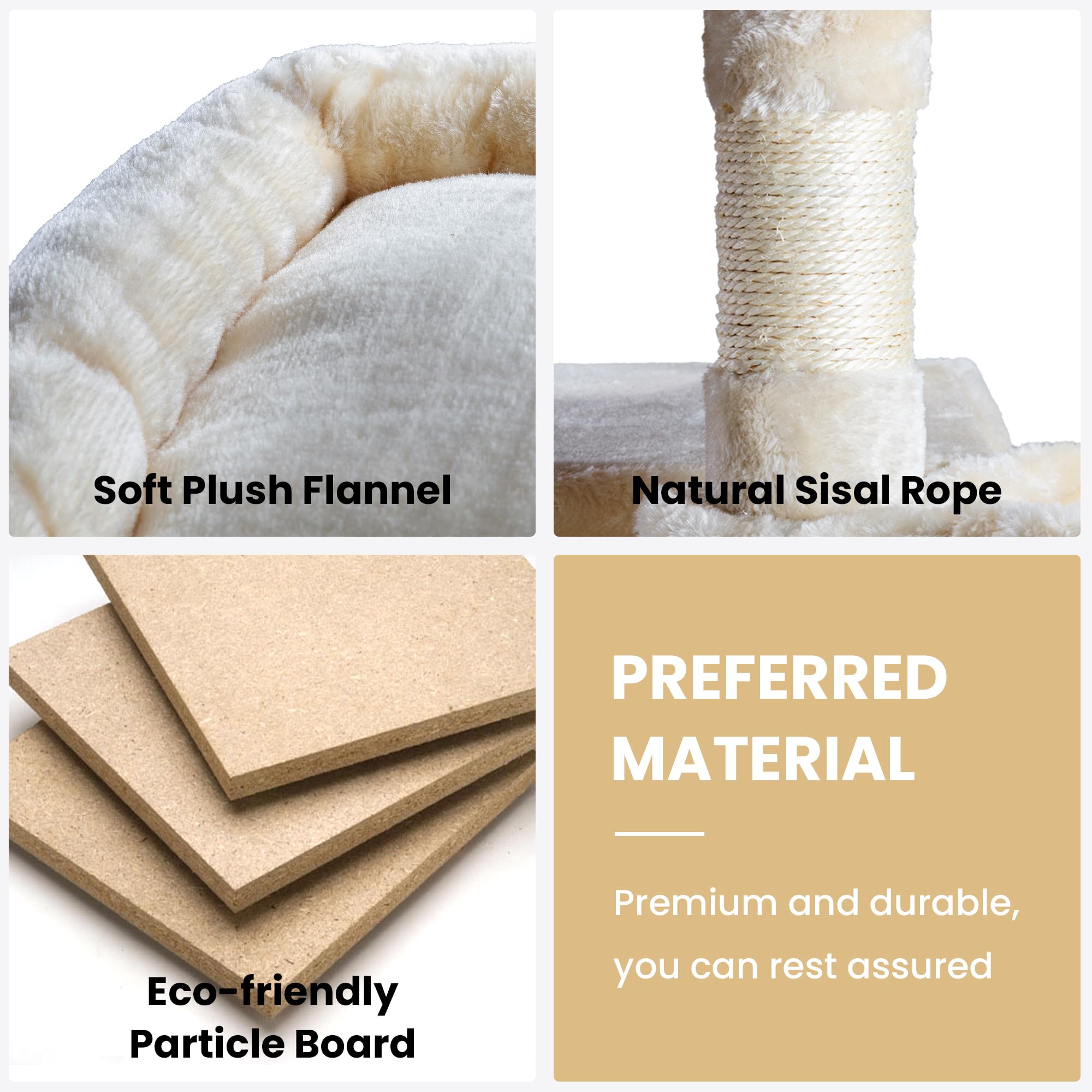 Sha Cerlin 68 Inches Multi-Level Large Cat Tree For Large Kitties/Big Cat Tower With Condo/Cozy Plush ‌Pussycat Perches/Sisal Scratching Posts And Hammocks/Activity Center/Beige