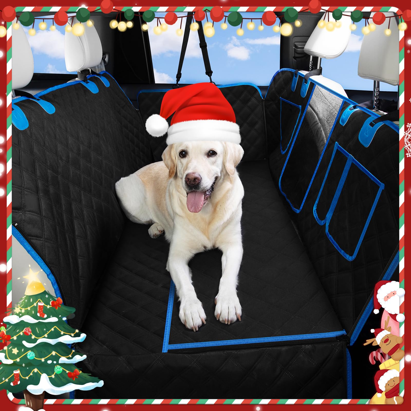 Svopes Back Seat Extender - Waterproof Dog Car Seat Cover With Hard Bottom - Anti-Scratch Dog Hammock For Cars With Mesh Window,