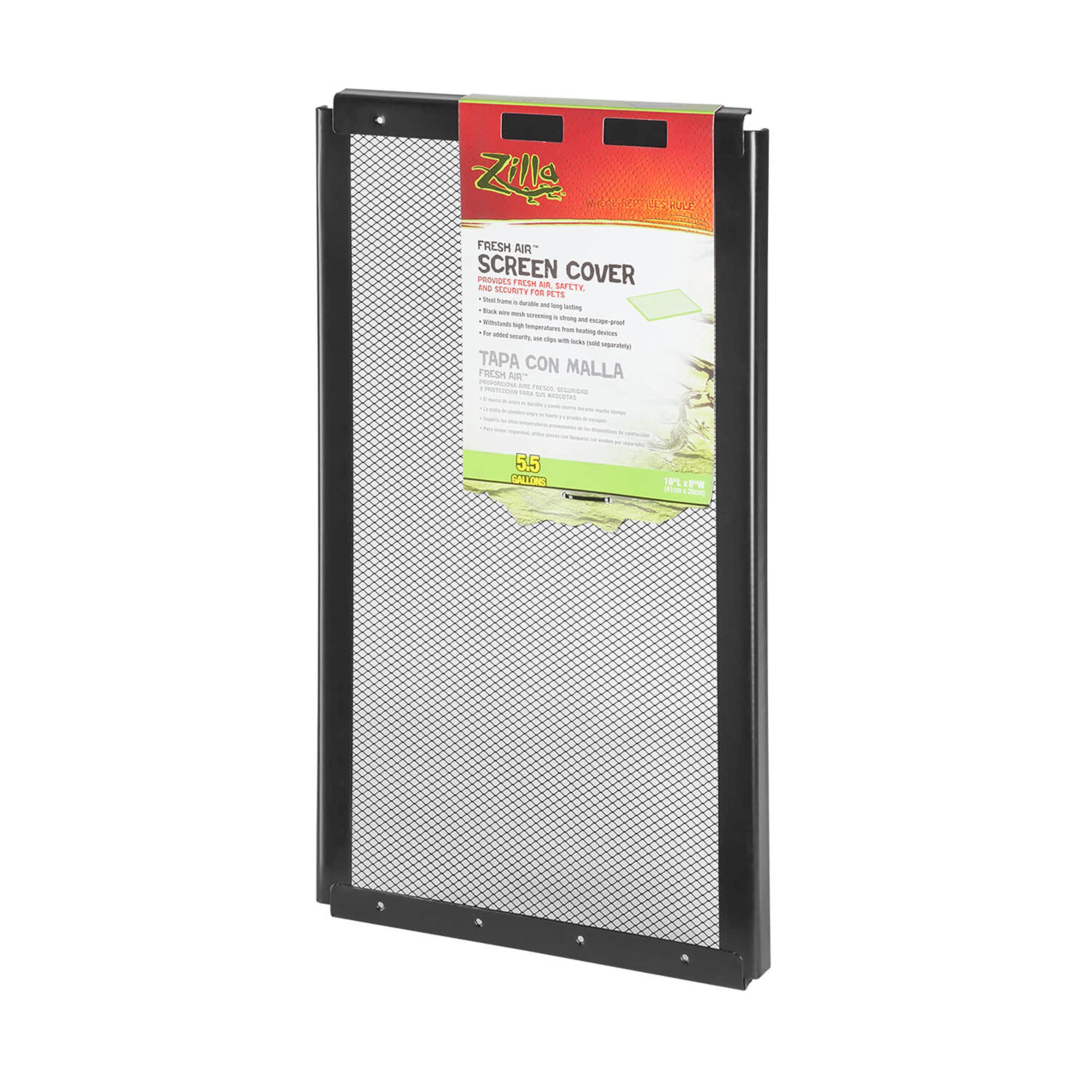 Zilla Reptile Terrarium Cover, Fresh Air Screen, 16x8-inch, Steel, Black & Gray, Model 100111479