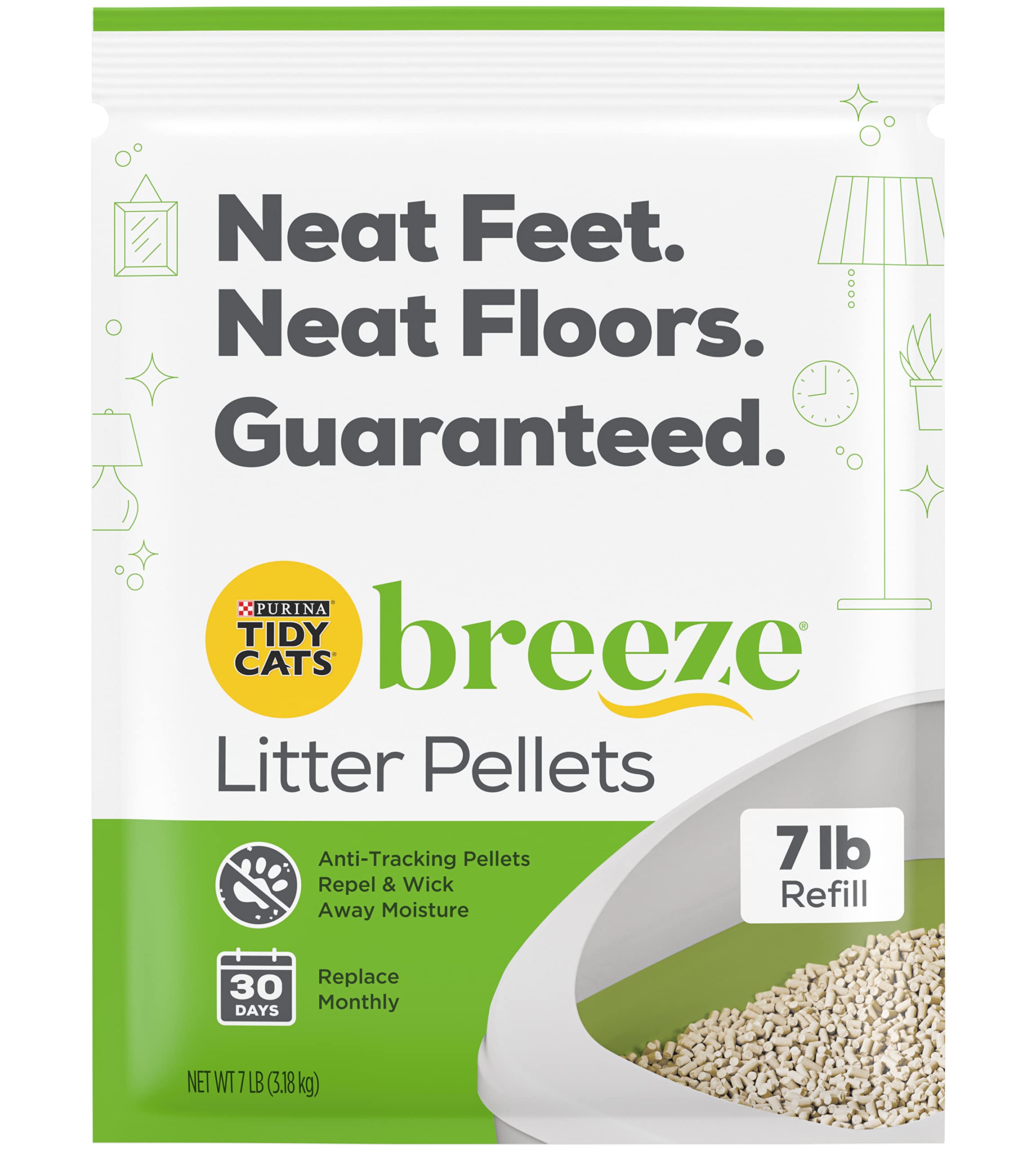 Tidy Cats Breeze Litter Pellets Refill Pouch, Made For Multiple Cats, Anti-Tracking Pellets For Breeze Litter System (7 Lb (Pack Of 3))