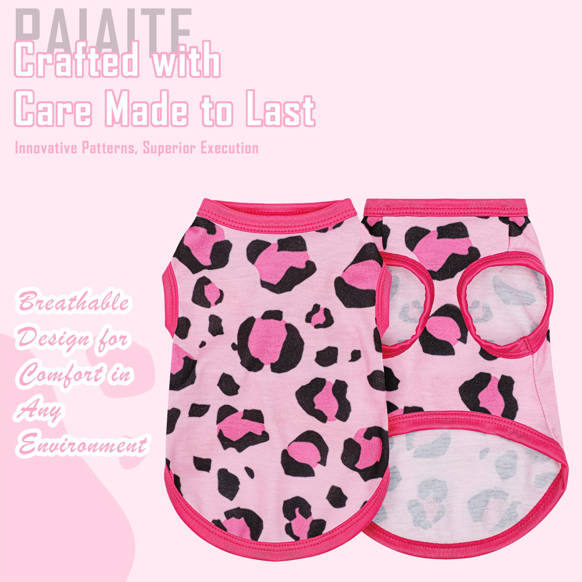 Adorable Pink Leopard Dog Shirt: Lightweight Polyester Cartoon Puppy Vest, Small Medium & Large Dog T-Shirt, Summer Pet Clothes,