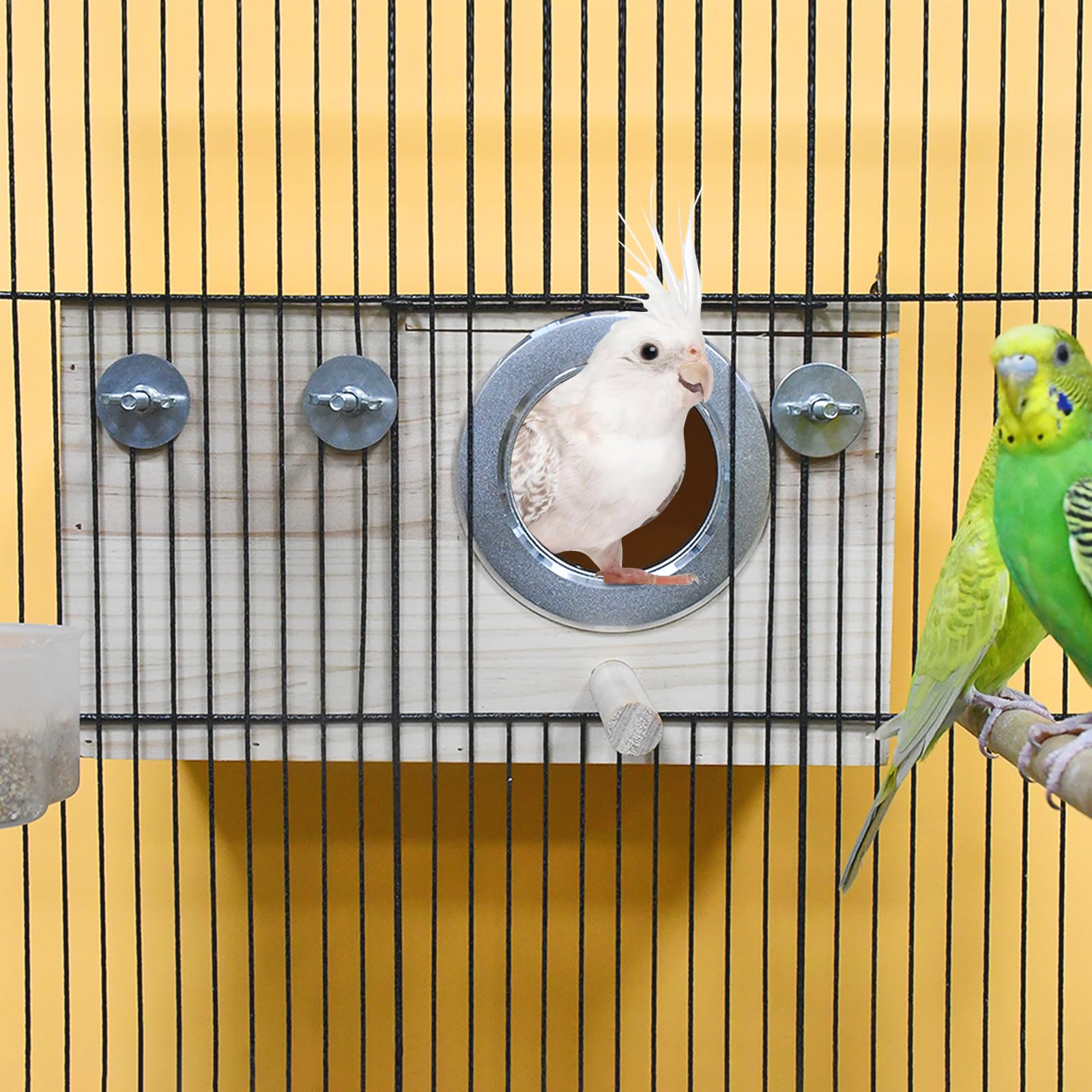 ShuRung Parrot Nesting Box Cockatiel Nesting Box Bird Breeding Box House Handcrafted Wooden Acrylic Transparent Bird Box with De
