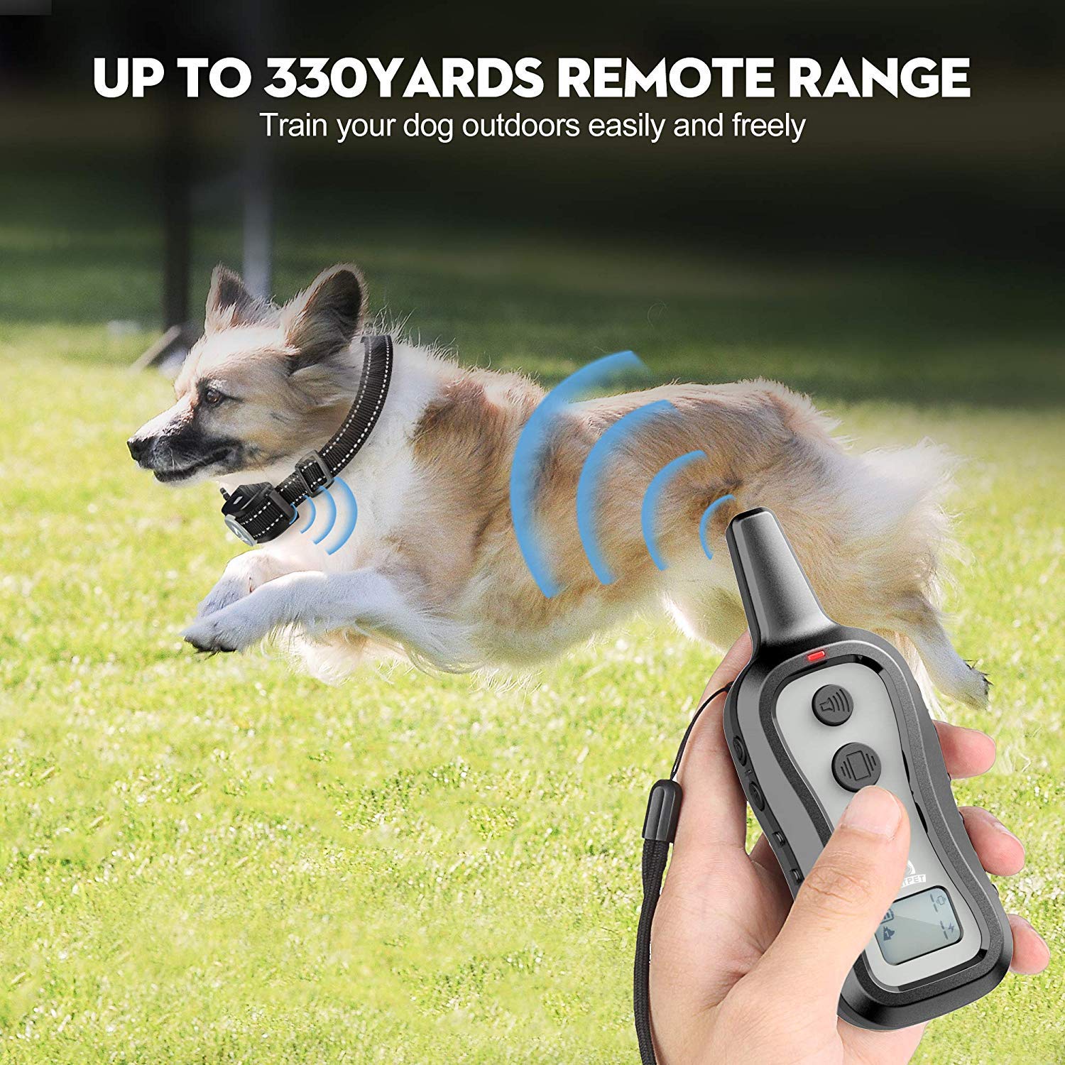 PATPET Dog Training Collar with Remote - 3 Training Modes, 1000 ft Range, Rainproof, for Small Medium Large Dogs - Light Grey