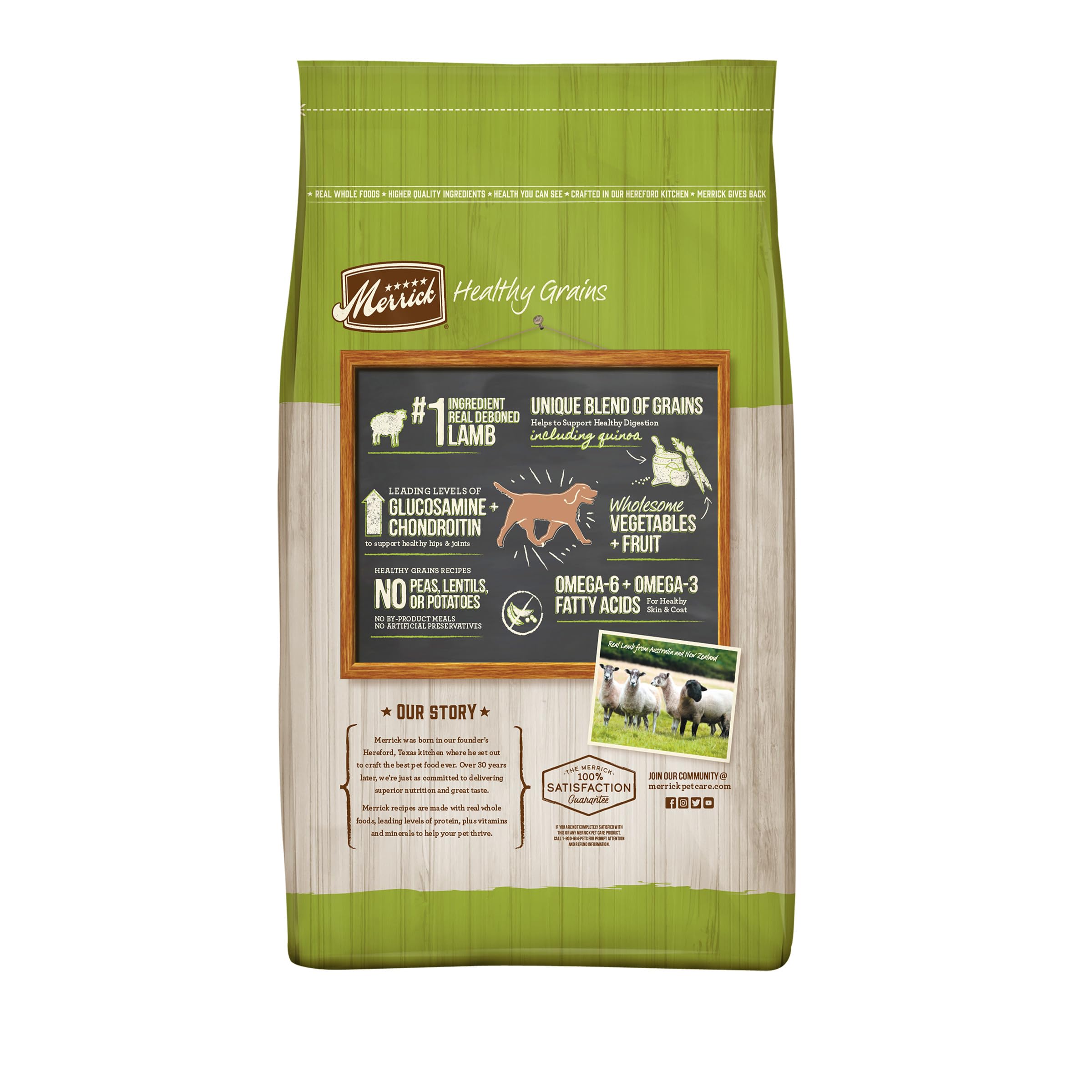Merrick Healthy Grains Premium Adult Dry Dog Food, Wholesome And Natural Kibble With Lamb And Brown Rice - 25.0 lb. Bag