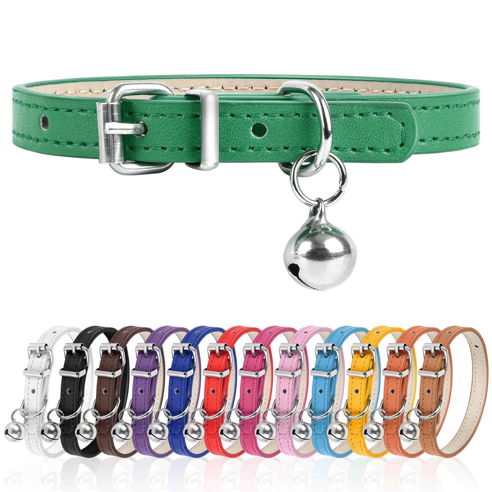 S Dog Collar For Small Dogs Adjustable Dog Collars Cat Collar For Small Medium Large Dogs 3/8 Inch Width (Green, S)