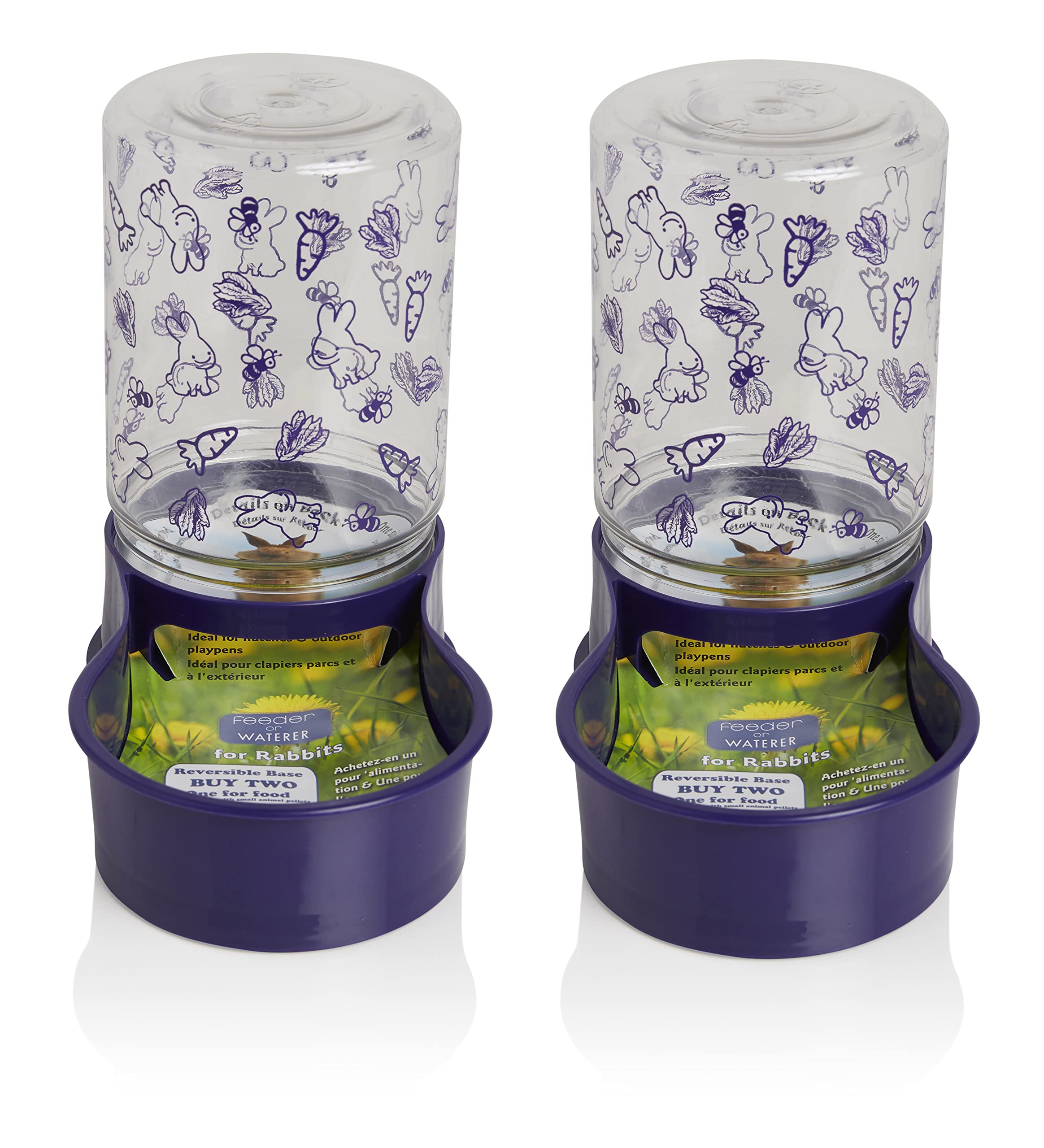 Lixit Reversible Waterer/Feeder for Rabbits and Other Small Animals. (Pack of 2)