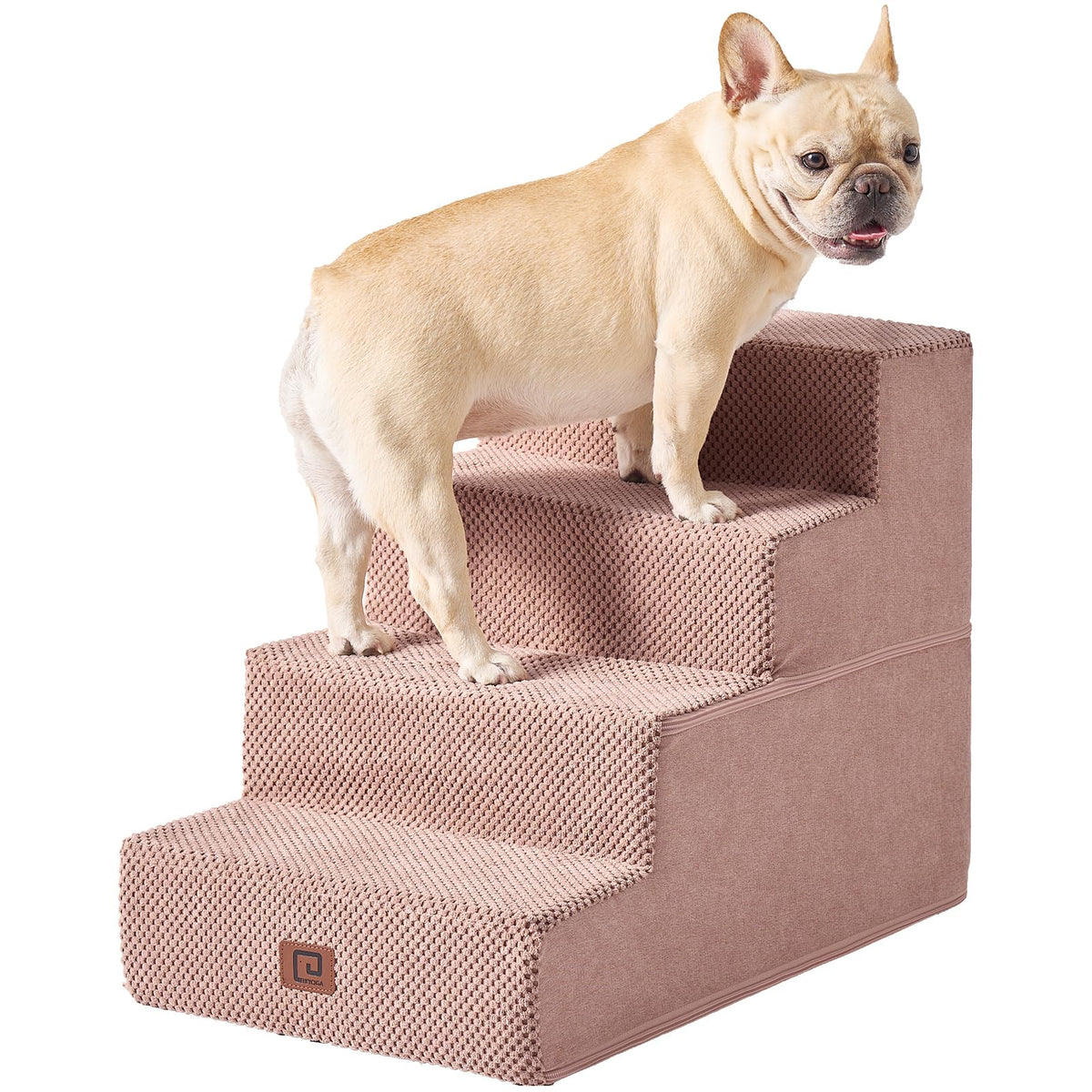 Eheyciga Dog Stairs For Bed 18”H, 4-Step Dog Steps For High Bed, Pet Steps For Small Dogs And Cats, Non-Slip Balanced Dog Indoor Ramp, Pink