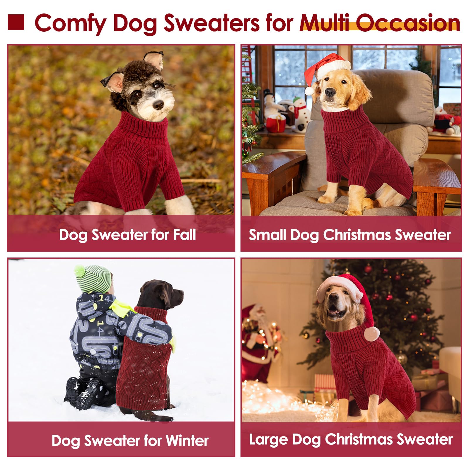 AOFITEE Small Dog Sweater, Turtleneck Dog Sweaters for Small Dogs Female, Dog Winter Sweater Girl Boy, Small Dog Christmas Sweat