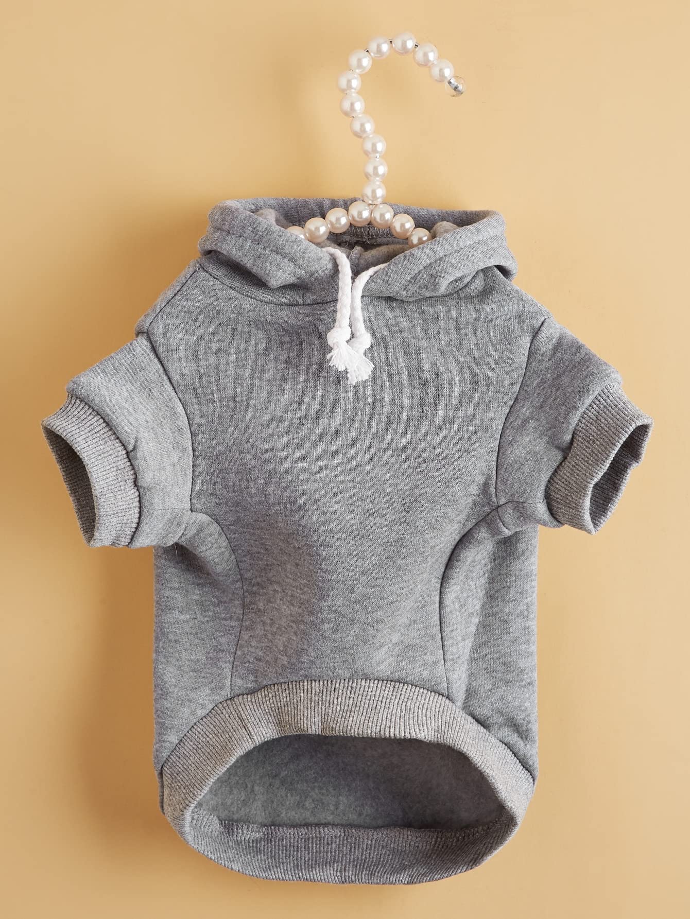 Qwinee Basic Dog Hoodie, Dog Warm Jacket, Cat Apparel, Dog Shirt, Dog Clothes For Puppy Kitten Small Medium Dogs Cats Light Grey Medium