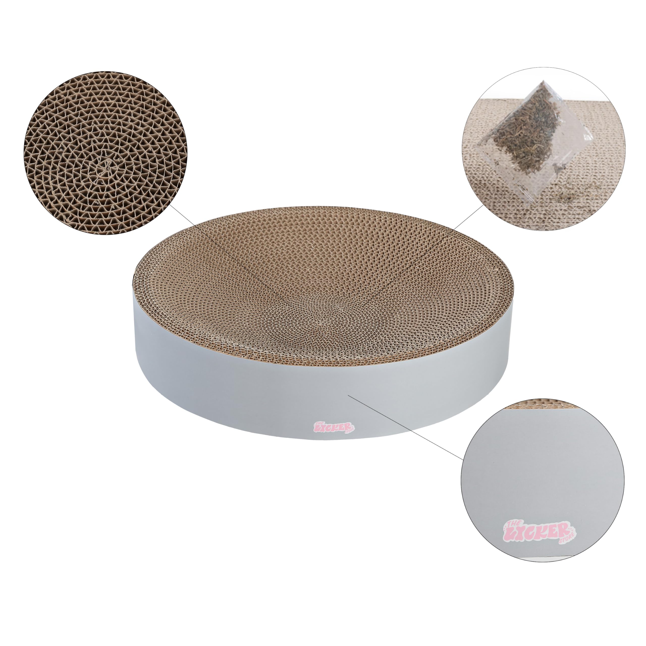 The Licker Store Csr1010K Nelson 20.13 Modern Cardboard Round Bowl Cat Scratcher With Catnip, Fog