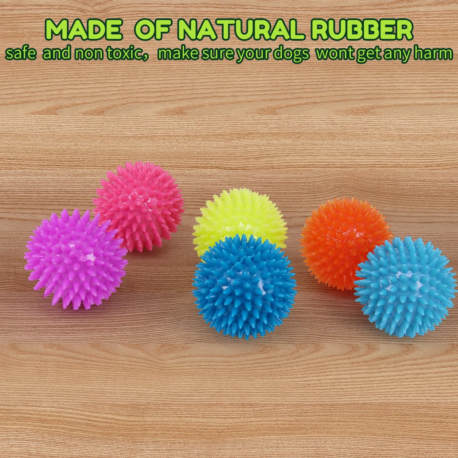 2.5'' Squeaky Dog Balls for Small Medium Dogs, 6 Pack Small Dog Chew Toys with Spike, Puppy Toys for Teeth Cleaning and Training
