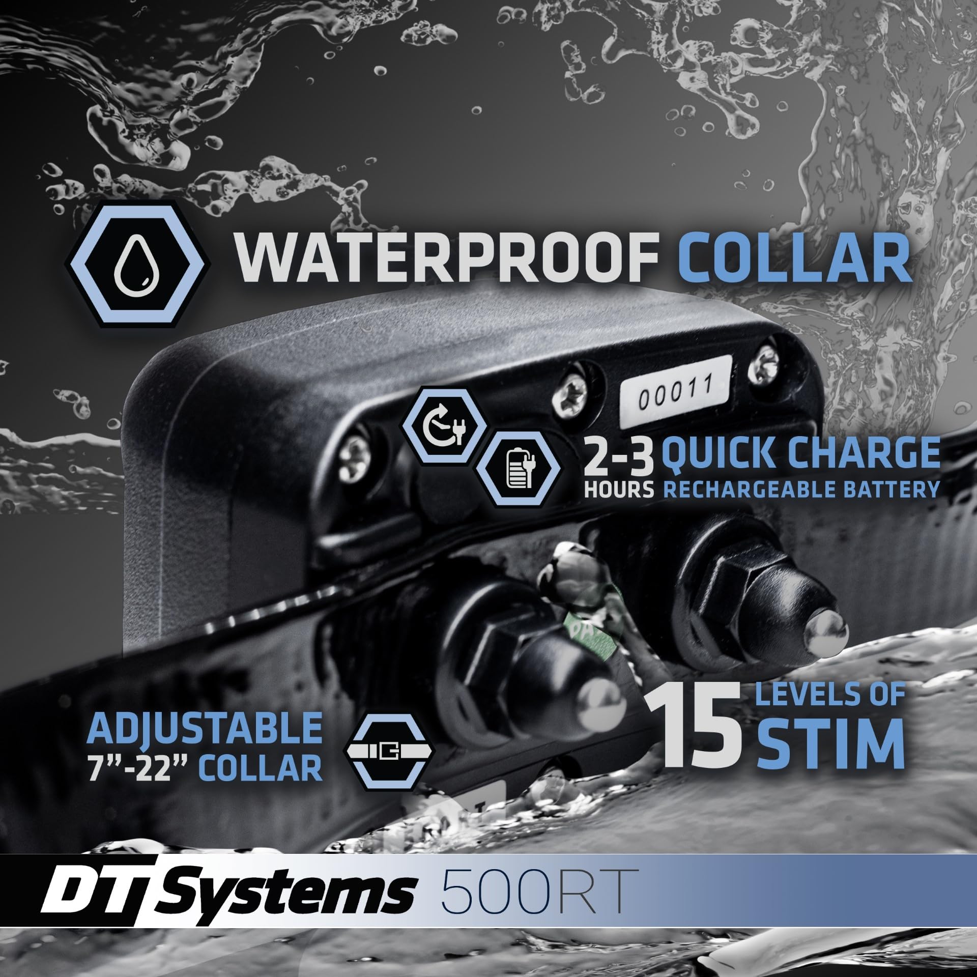 Dt Systems 500Rt Dog Training Collar With Remote - Waterproof Rechargeable E-Collar - 500 Yard Range - 15 Training Levels Vibrat