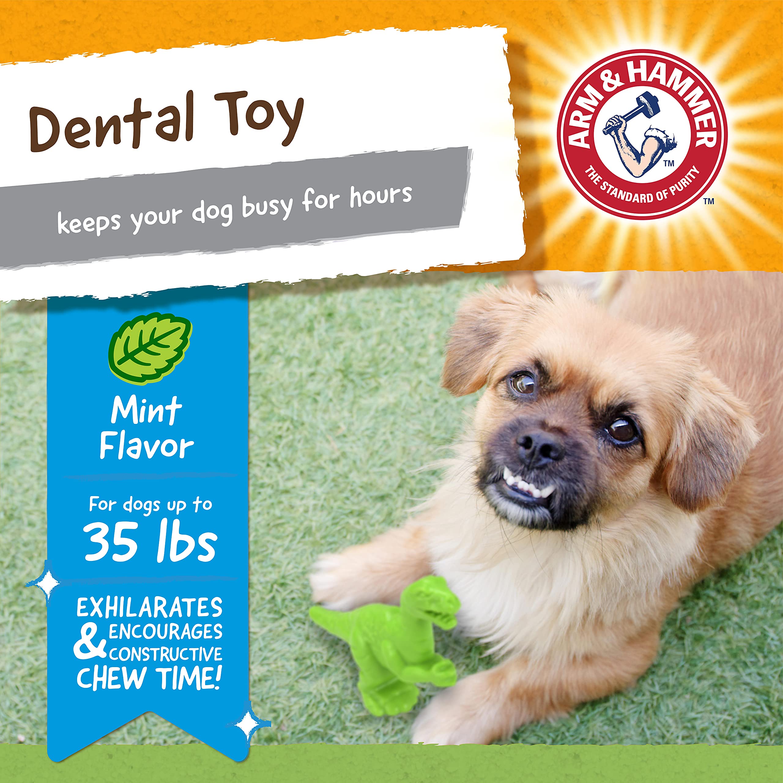 Arm & Hammer For Pets Nubbies Dental Toys T-Rex Dental Chew Toy For Dogs Best Dog Chew Toy For Moderate Chewers Reduces Plaque &