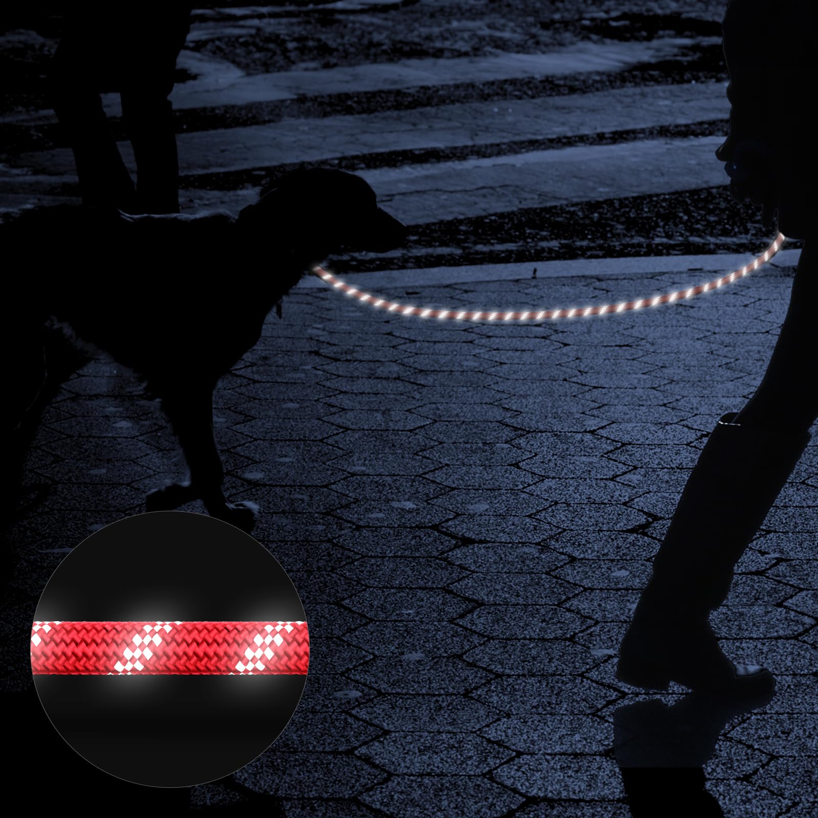 Perperqer Heavy Duty Dog Leash For Large Medium Small Breed Dogs, Reflective Rope Dog Leashes With Comfortable Handle,4/5/6 Ft P