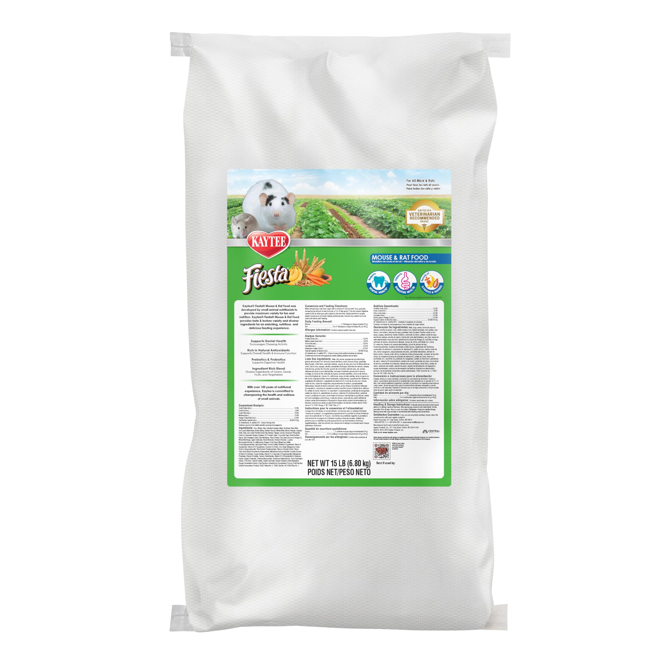 Kaytee Fiesta Mouse & Rat Food Flavor Medley 15 Pounds