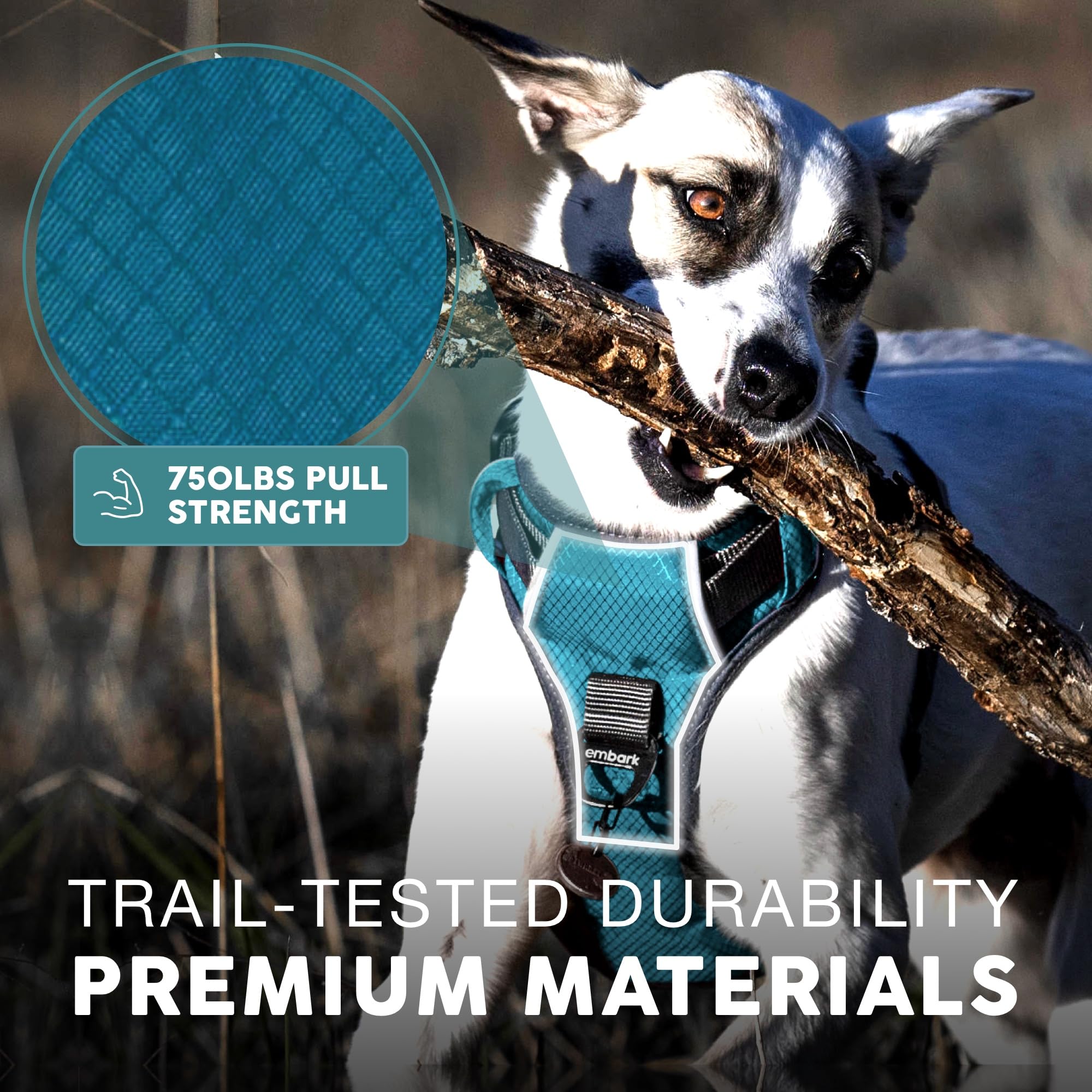 Embark Adventure Dog Harness No-Pull Dog Harness For Small Dogs, Medium & Large. 2 Leash Clips, Front & Back With Control Handle, Adjustable Blue Dog Vest For Any Breed, Soft & Padded For Comfort